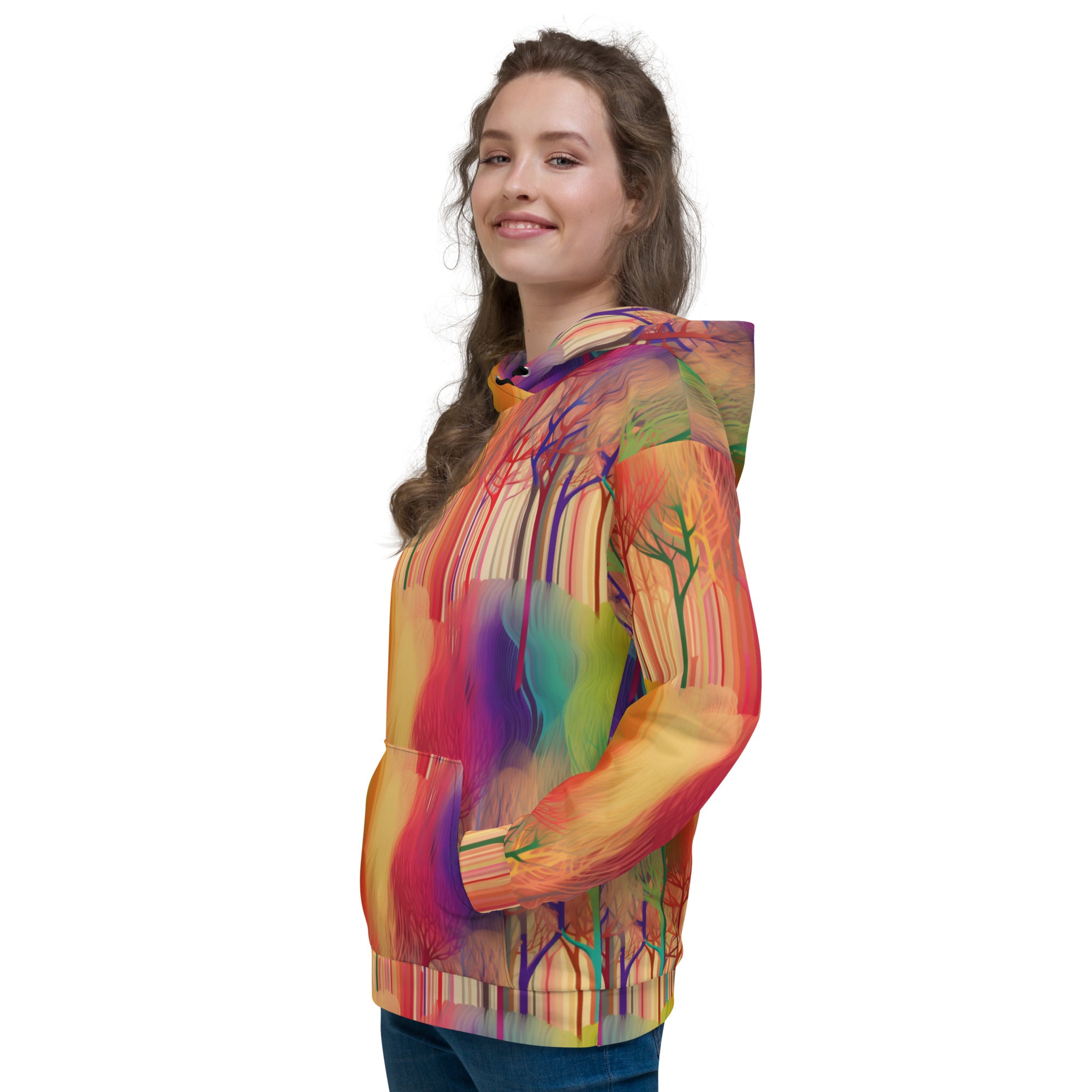 Unisex Hoodie Abstract Rainbow Forest Pattern I