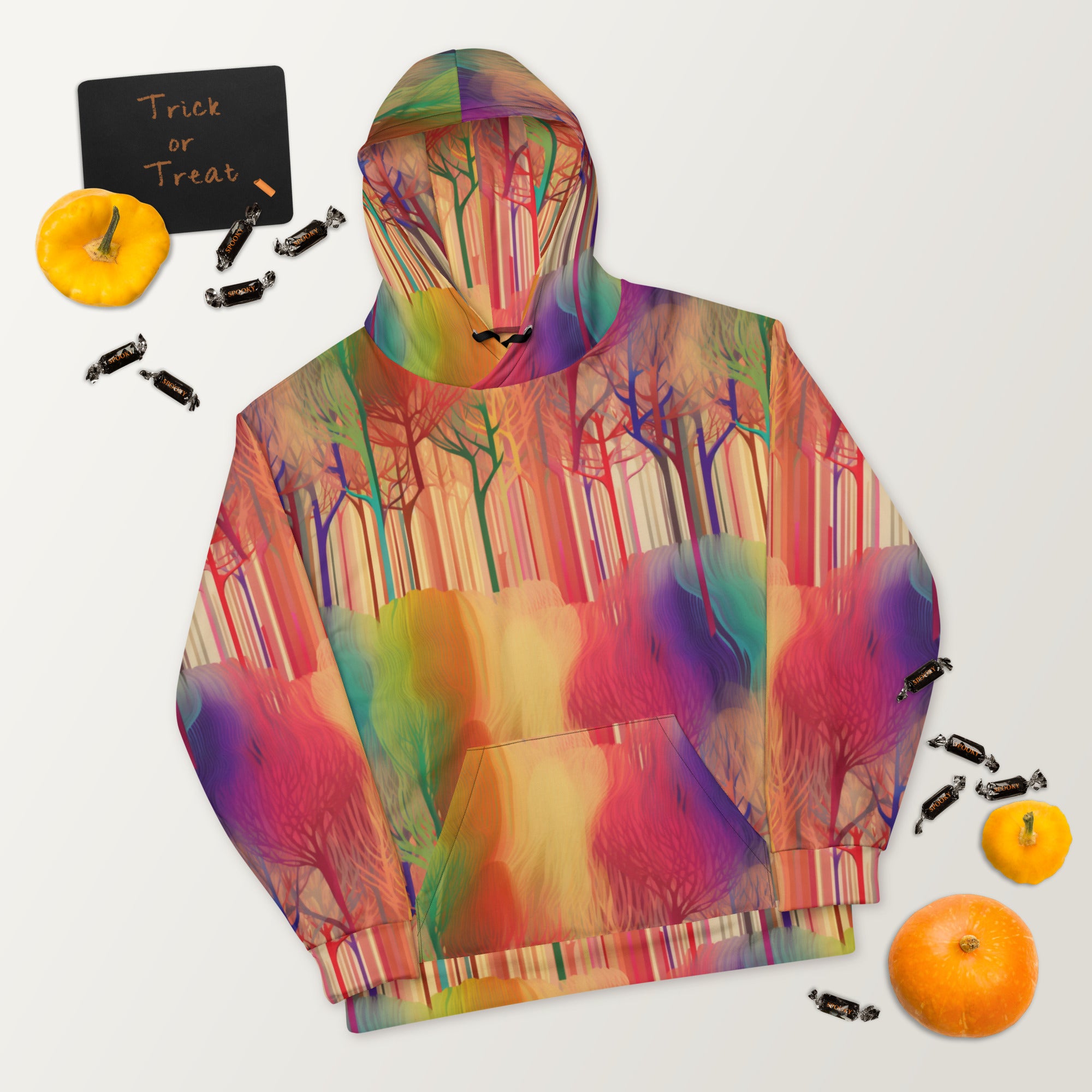 Unisex Hoodie Abstract Rainbow Forest Pattern I