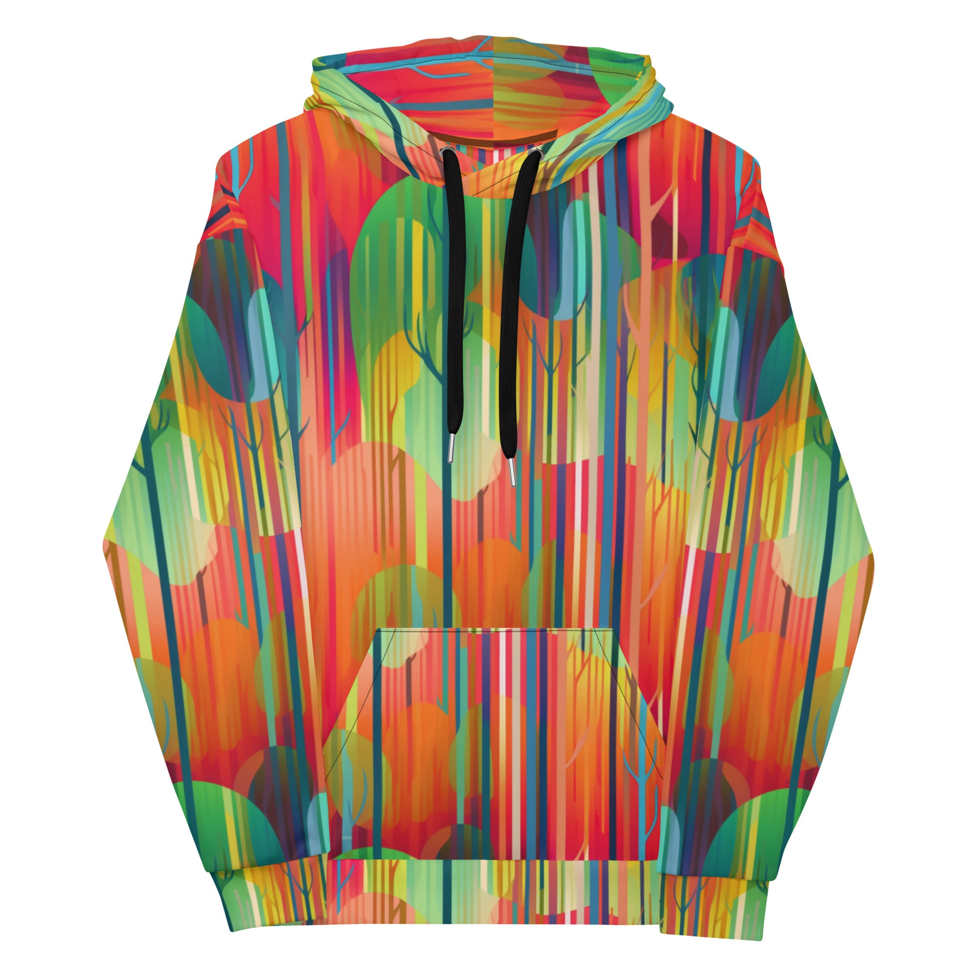 Unisex Hoodie Abstract Rainbow Forest Pattern II