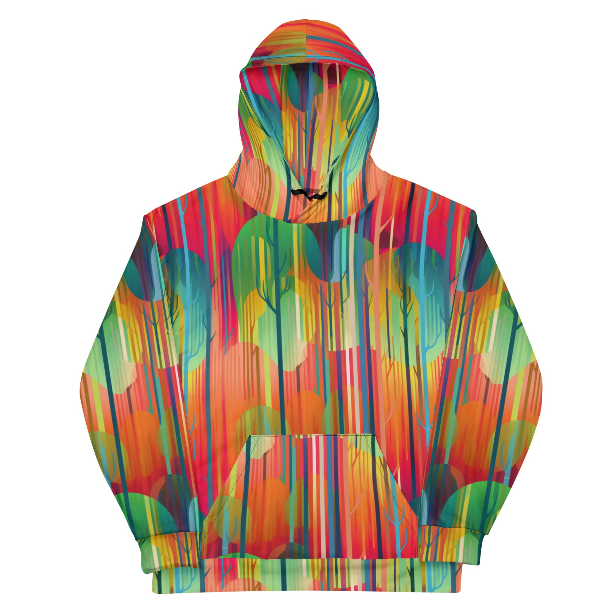 Unisex Hoodie Abstract Rainbow Forest Pattern II