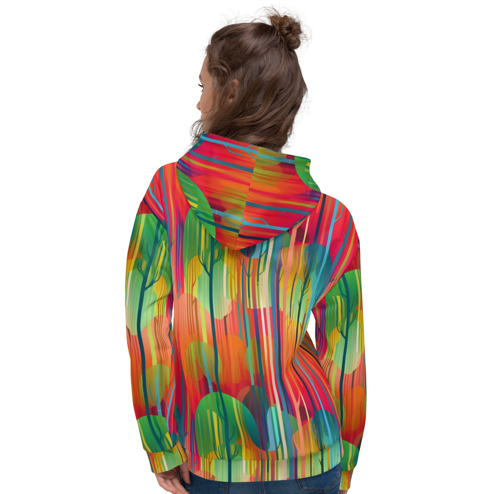 Unisex Hoodie Abstract Rainbow Forest Pattern II
