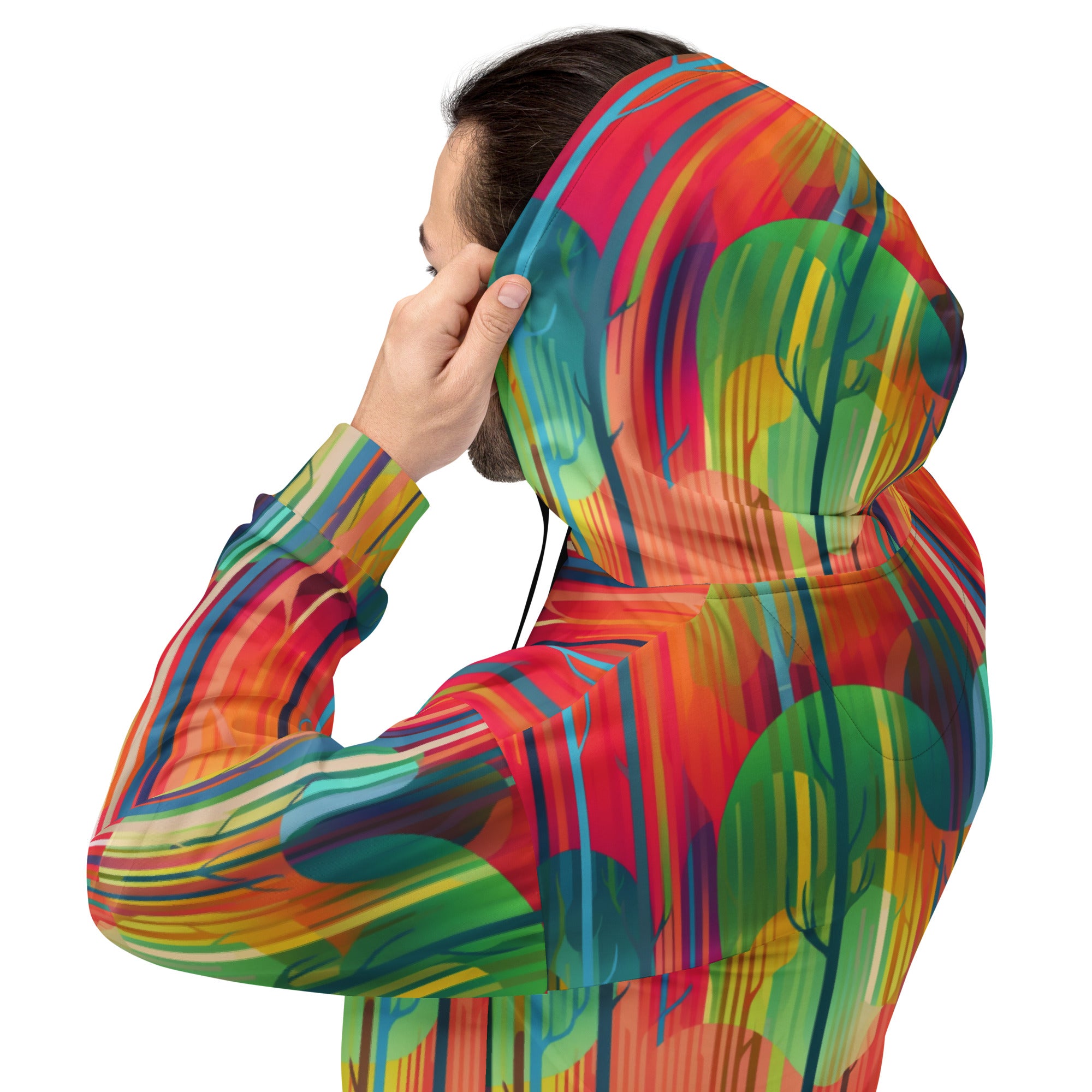 Unisex Hoodie Abstract Rainbow Forest Pattern II