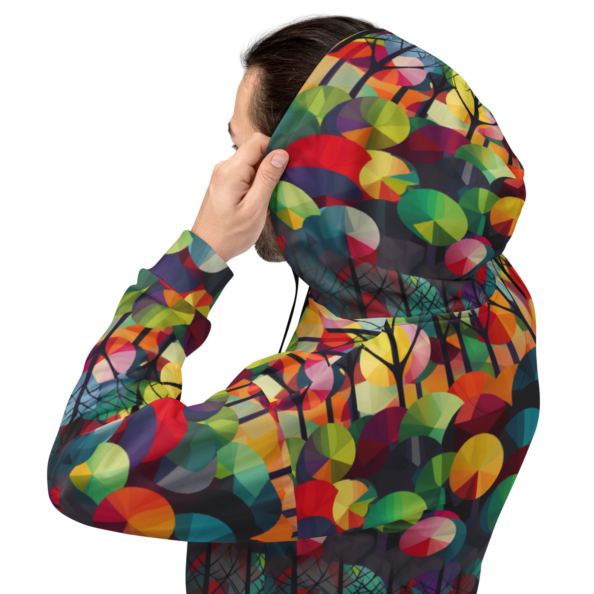 Unisex Hoodie Abstract Rainbow Forest Pattern III