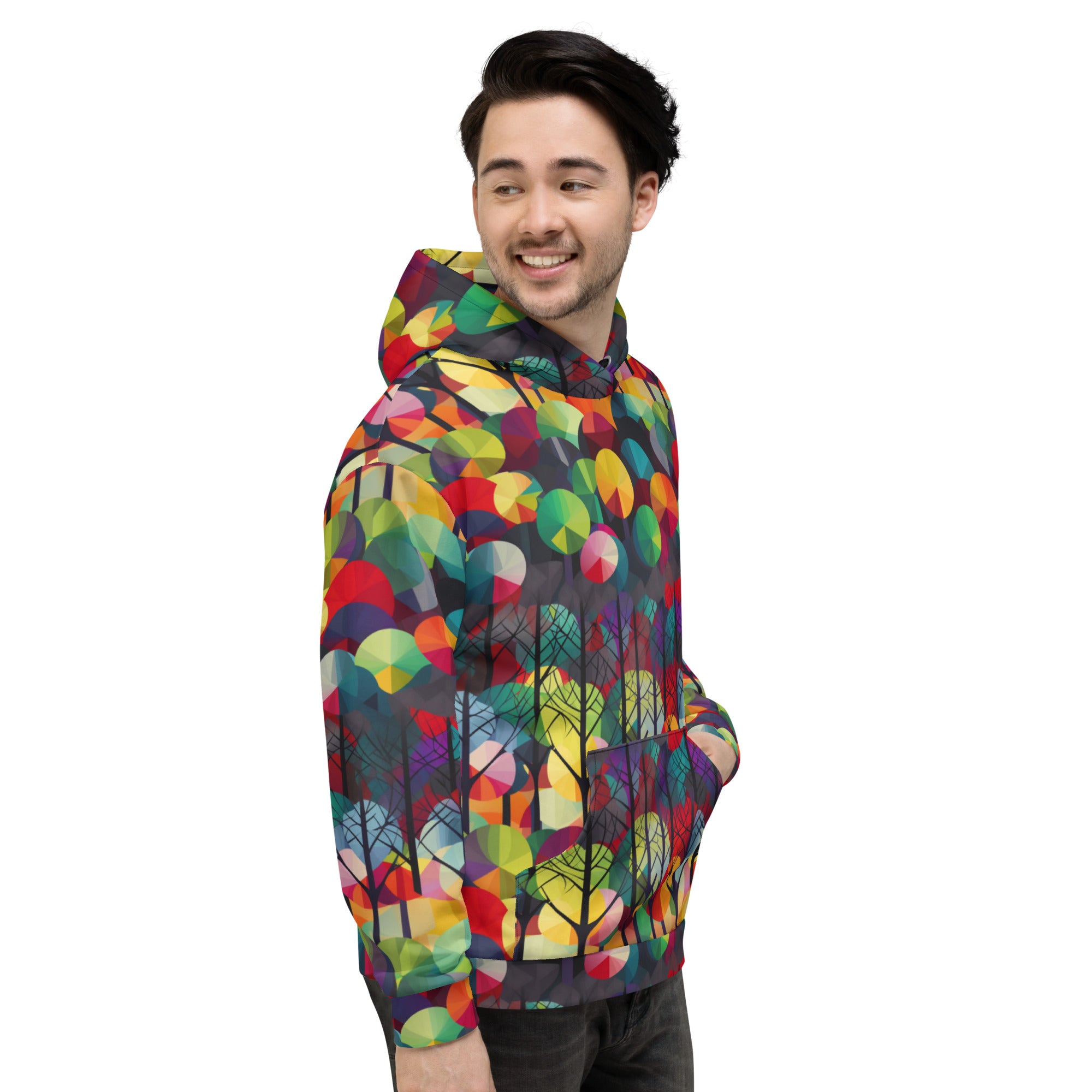 Unisex Hoodie Abstract Rainbow Forest Pattern III