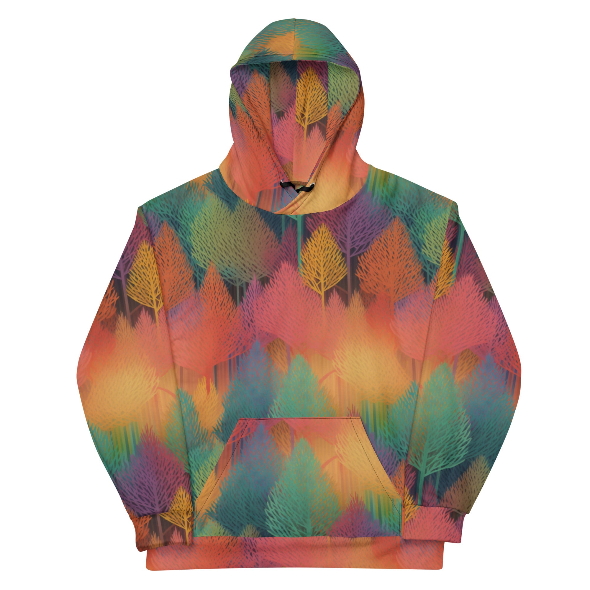 Unisex Hoodie Abstract Rainbow Forest Pattern IV