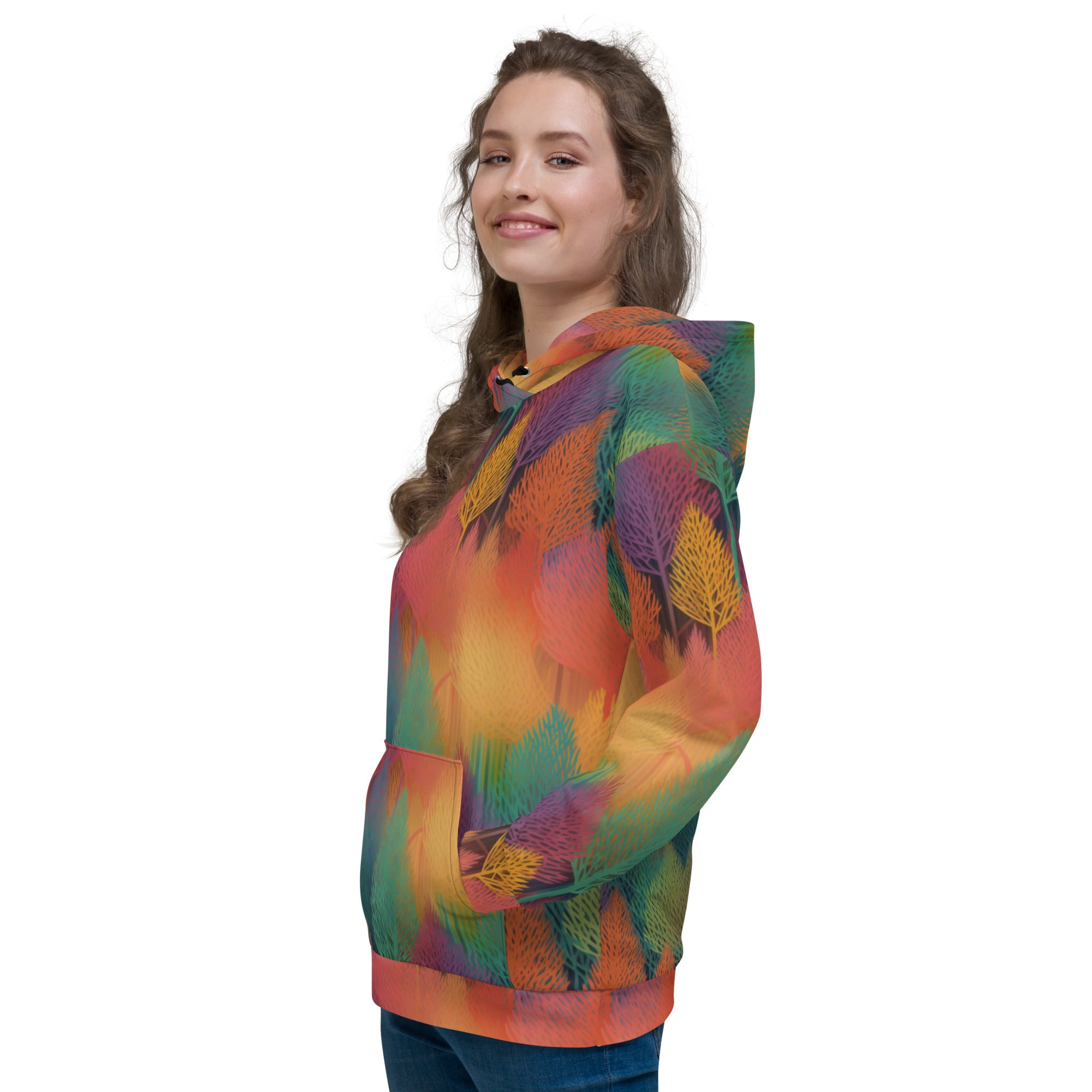 Unisex Hoodie Abstract Rainbow Forest Pattern IV