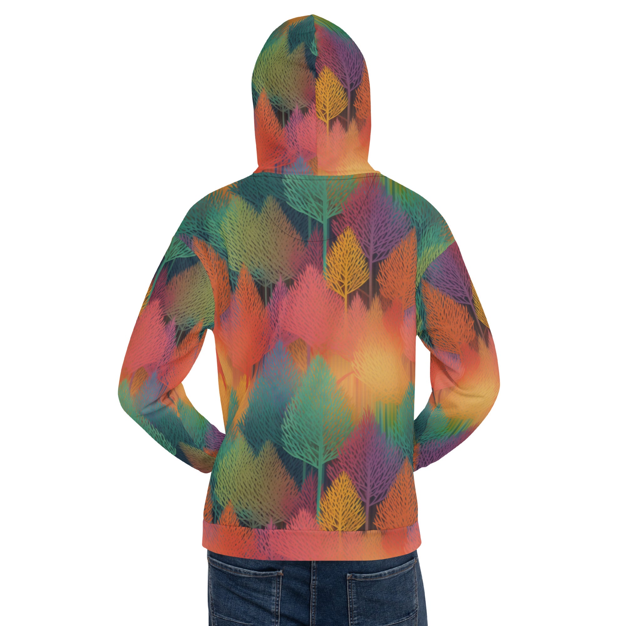 Unisex Hoodie Abstract Rainbow Forest Pattern IV