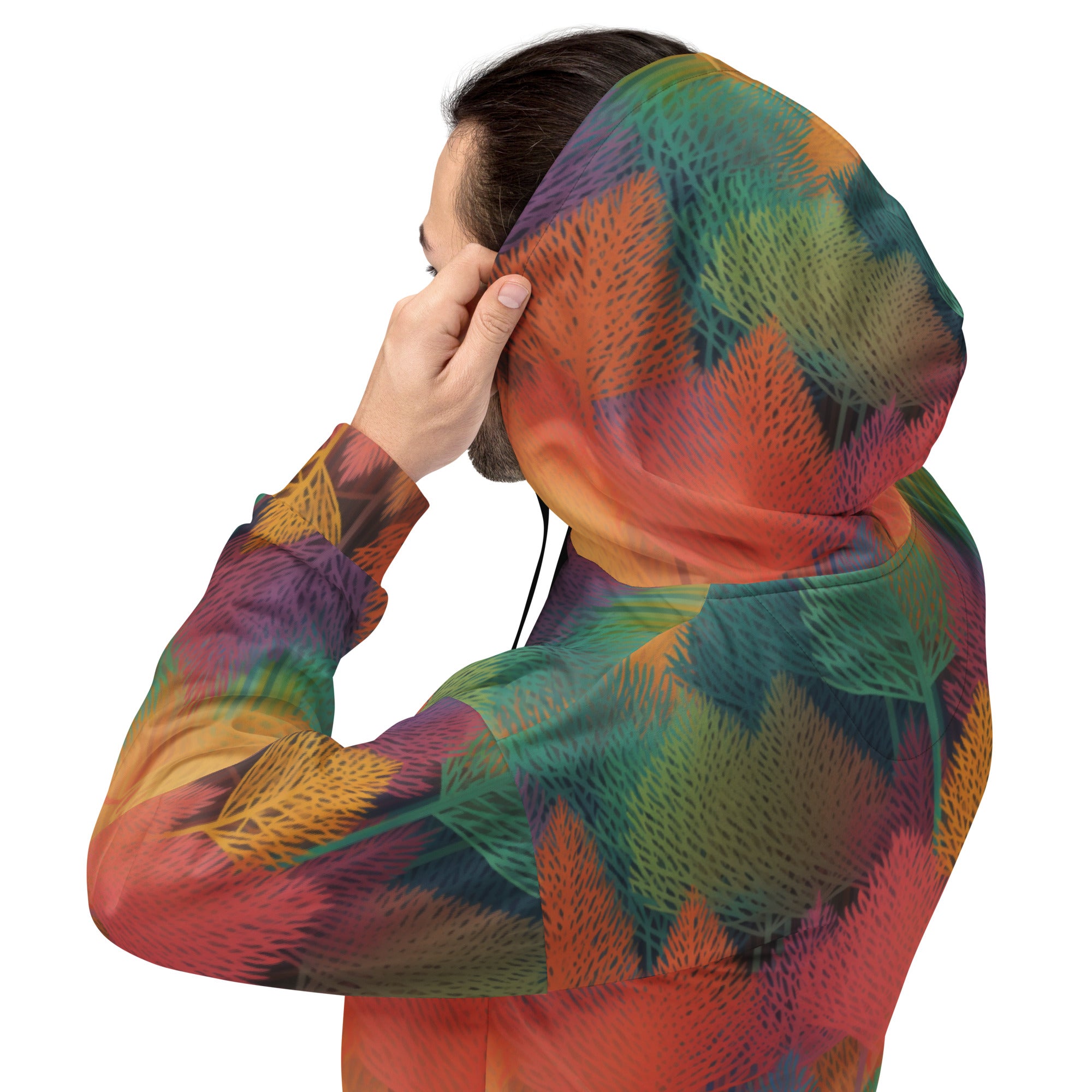 Unisex Hoodie Abstract Rainbow Forest Pattern IV