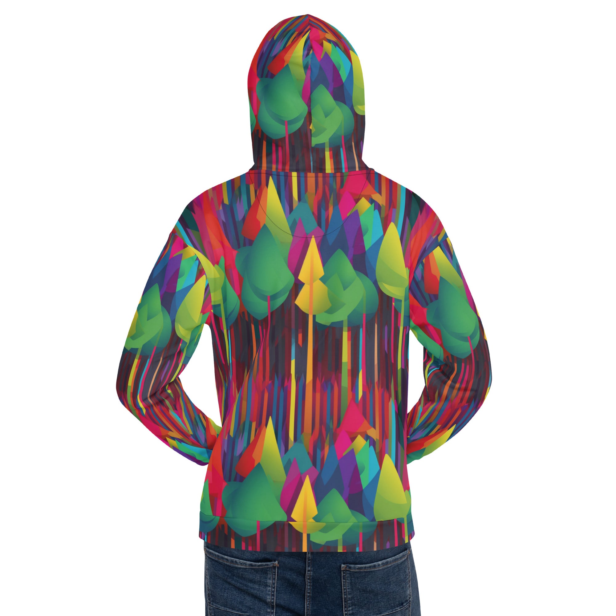 Unisex Hoodie Abstract Rainbow Forest Pattern V