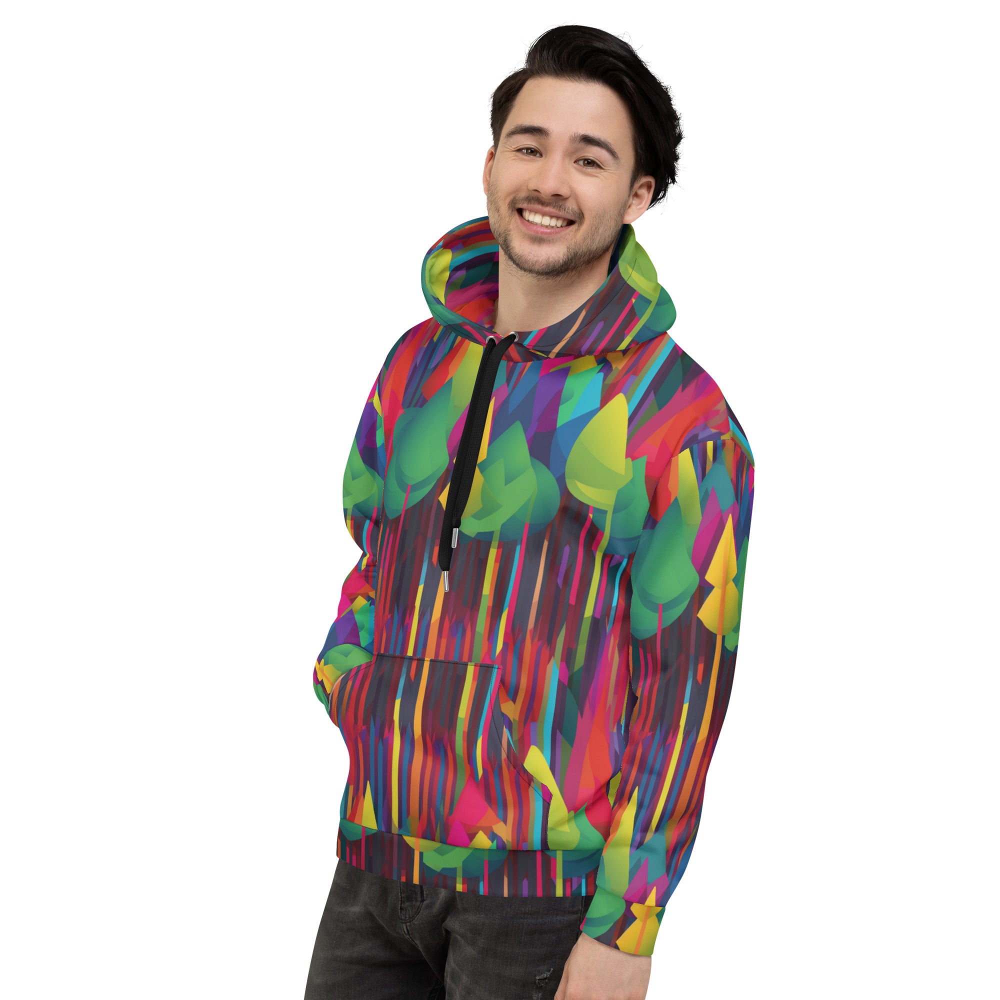 Unisex Hoodie Abstract Rainbow Forest Pattern V