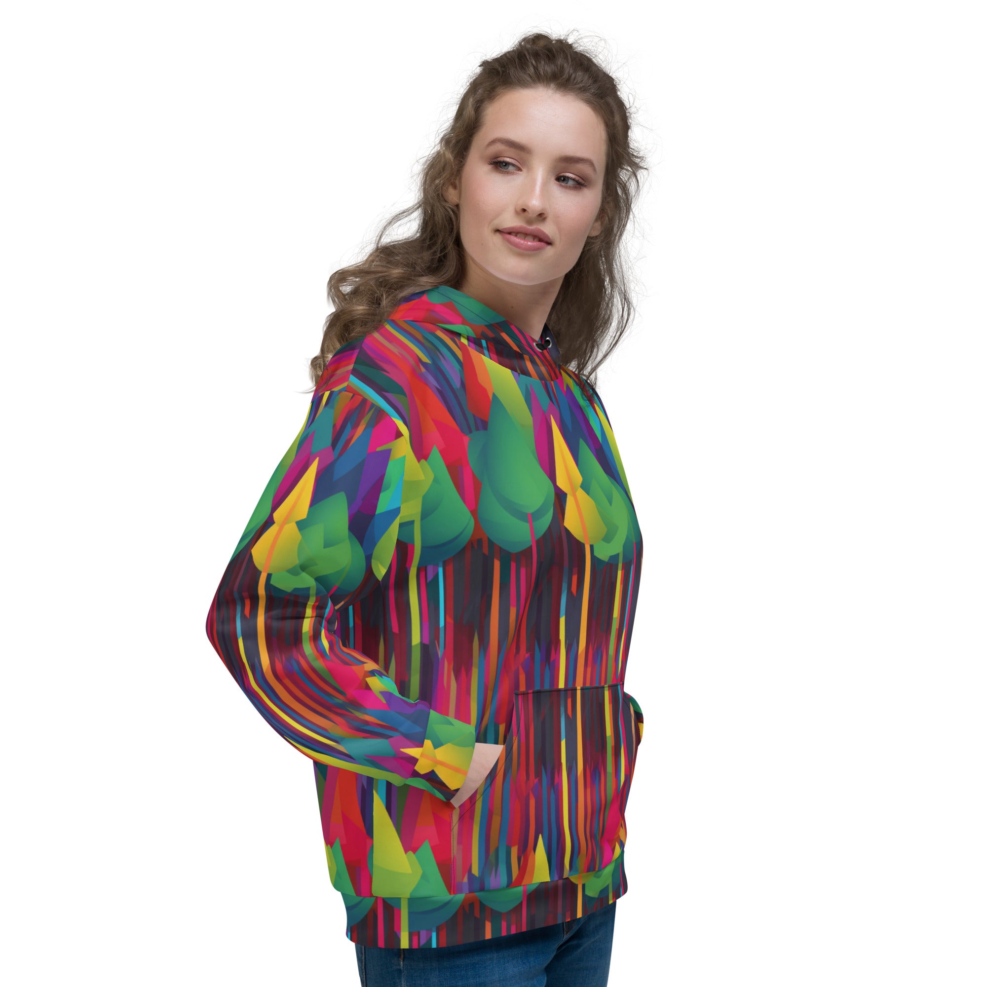 Unisex Hoodie Abstract Rainbow Forest Pattern V