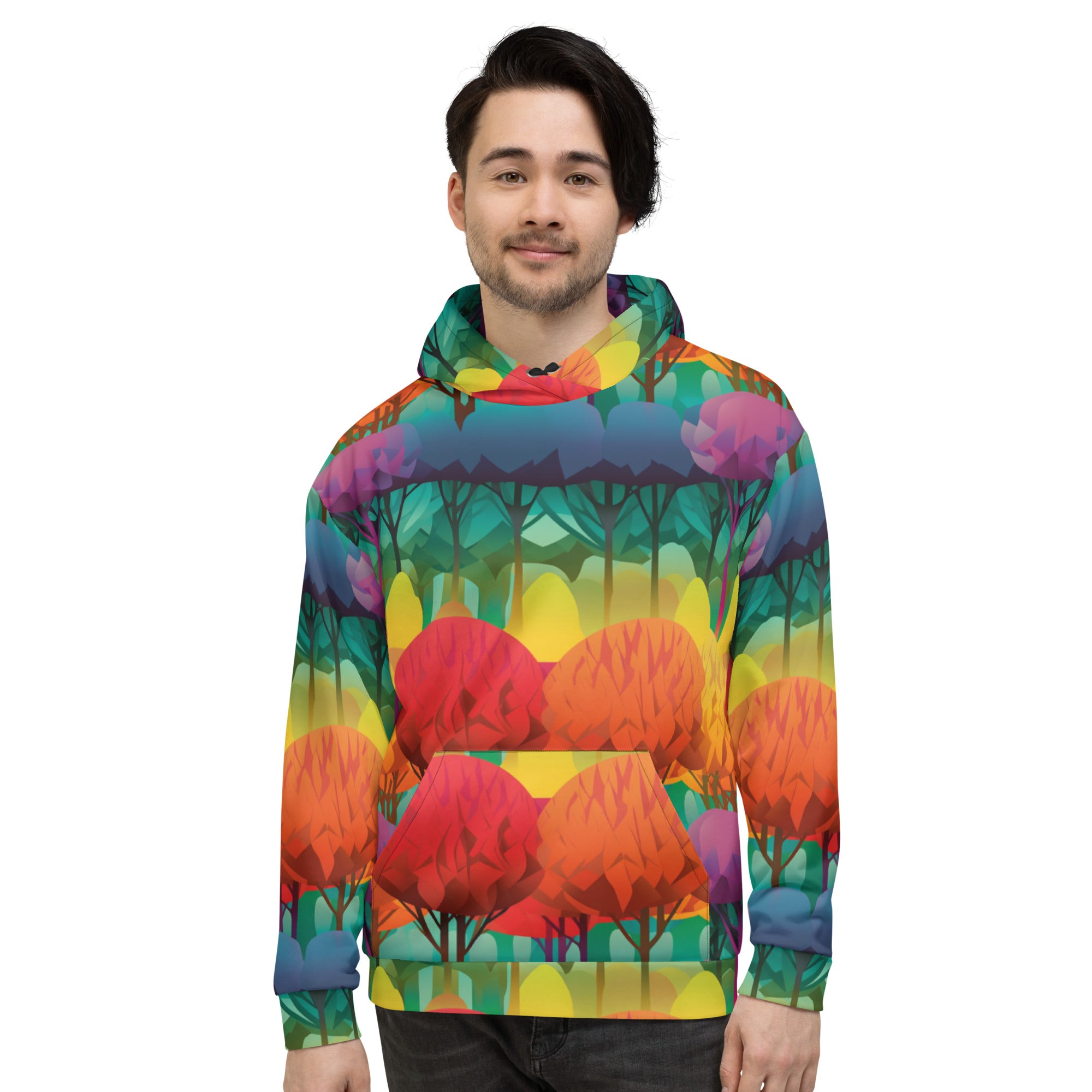 Unisex Hoodie Abstract Rainbow Forest Pattern VI