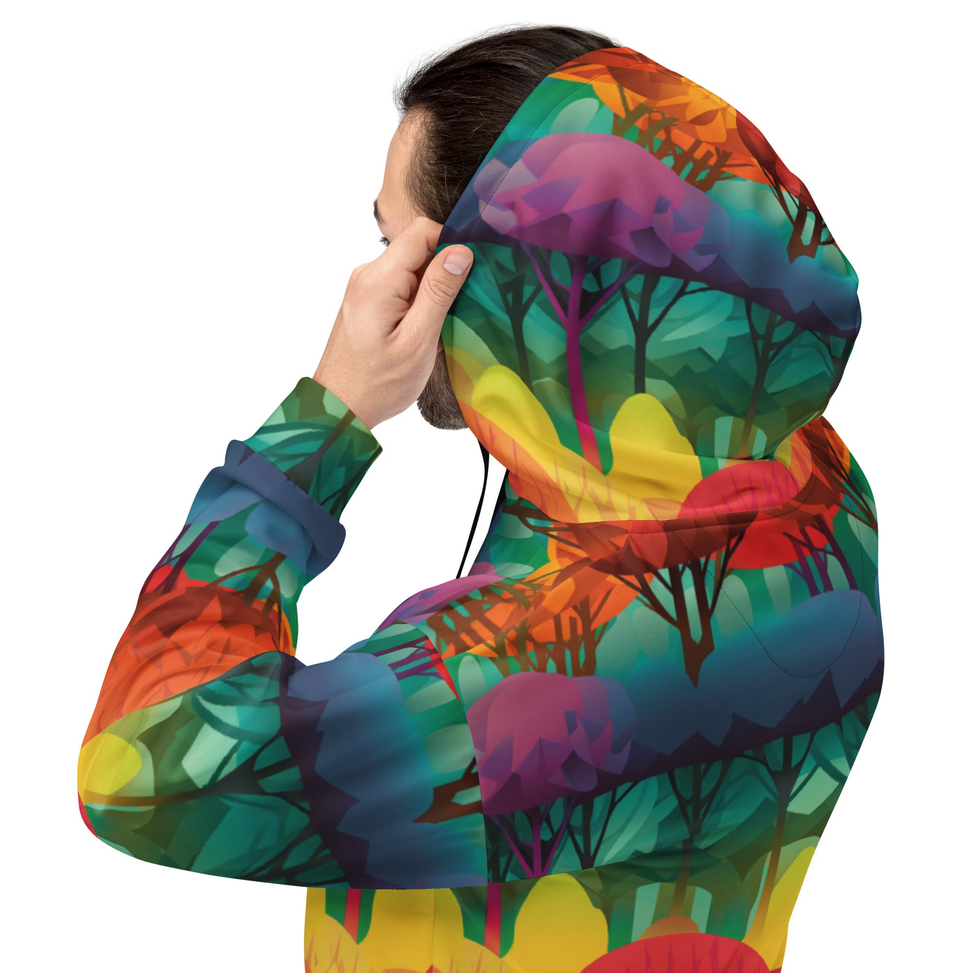 Unisex Hoodie Abstract Rainbow Forest Pattern VI