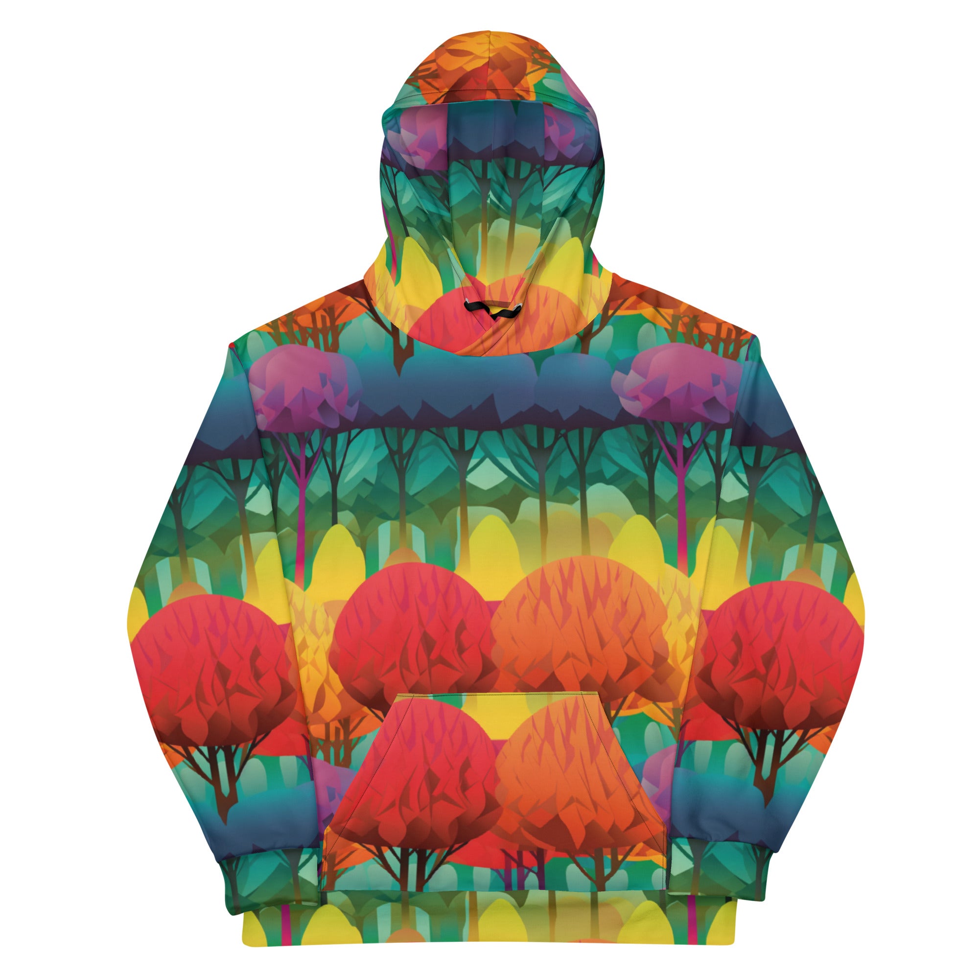 Unisex Hoodie Abstract Rainbow Forest Pattern VI