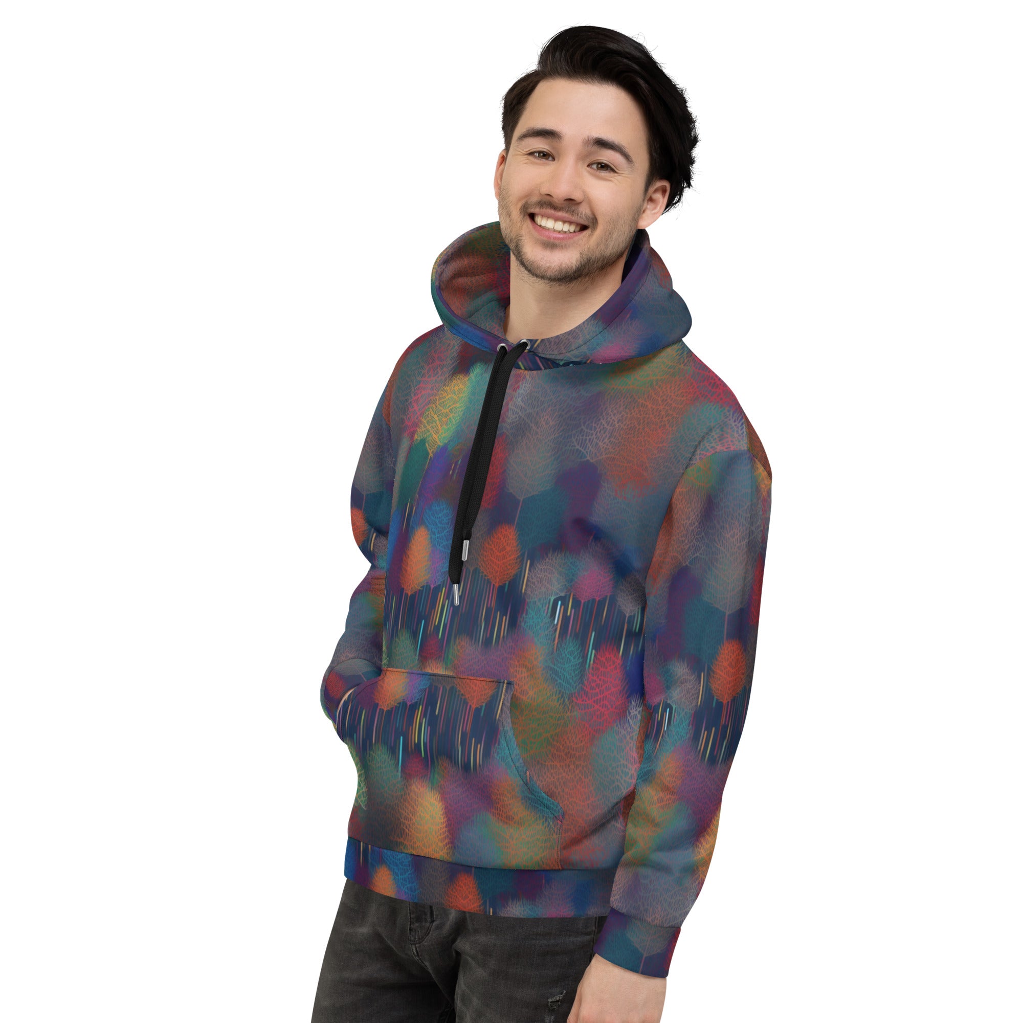 Unisex Hoodie Abstract Rainbow Forest Pattern VII