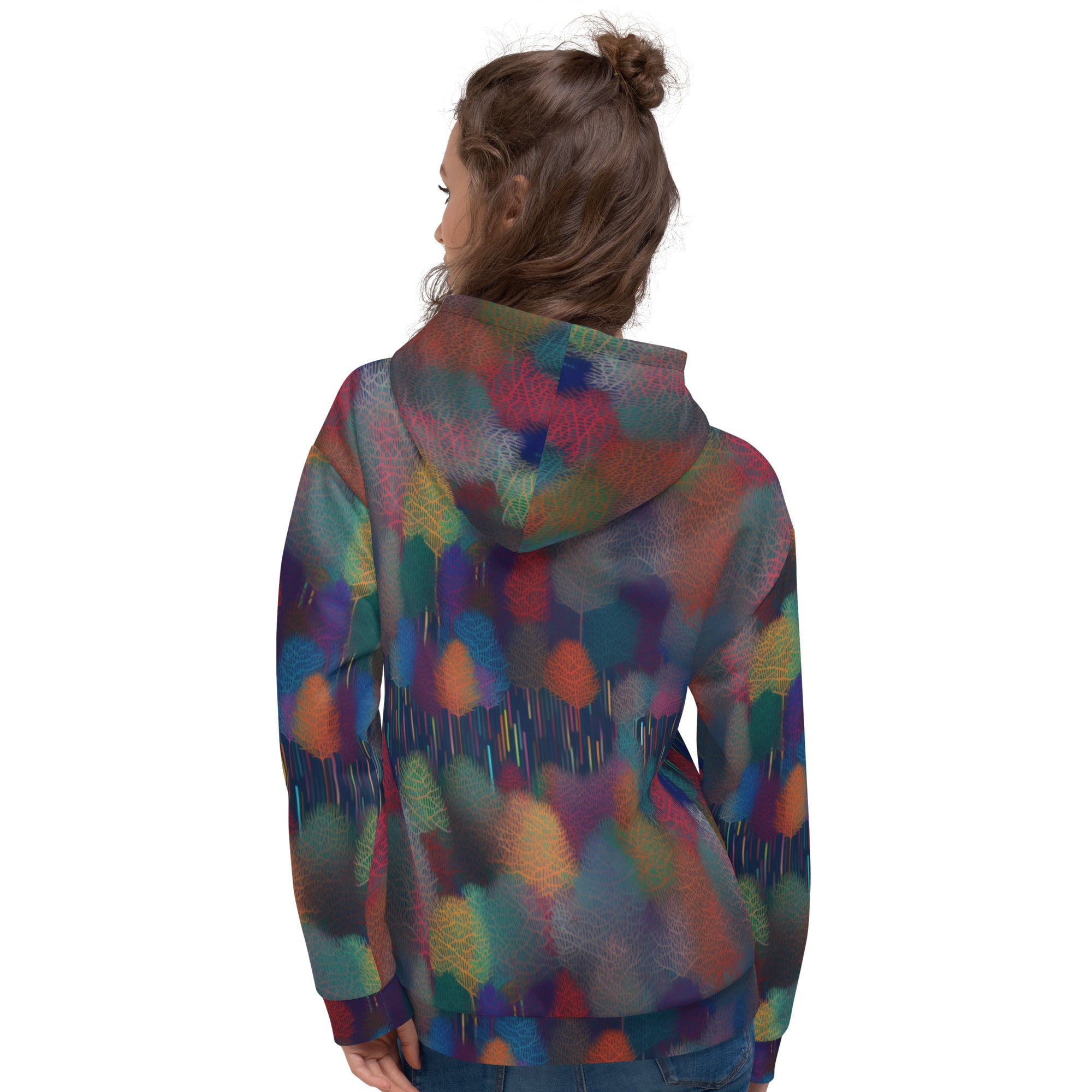 Unisex Hoodie Abstract Rainbow Forest Pattern VII