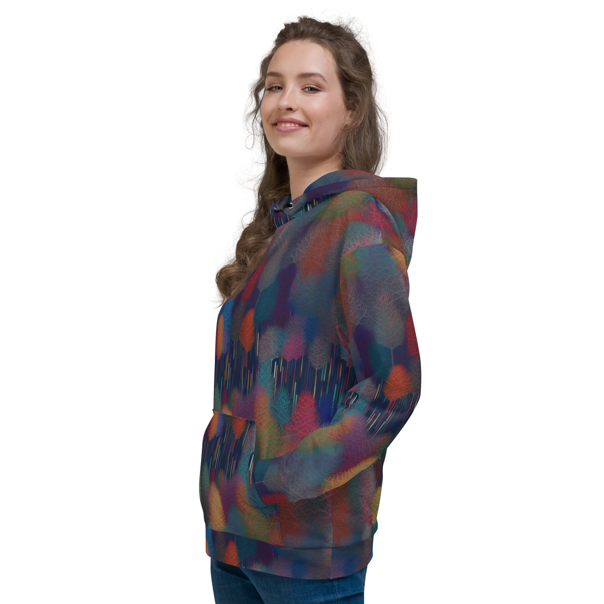 Unisex Hoodie Abstract Rainbow Forest Pattern VII