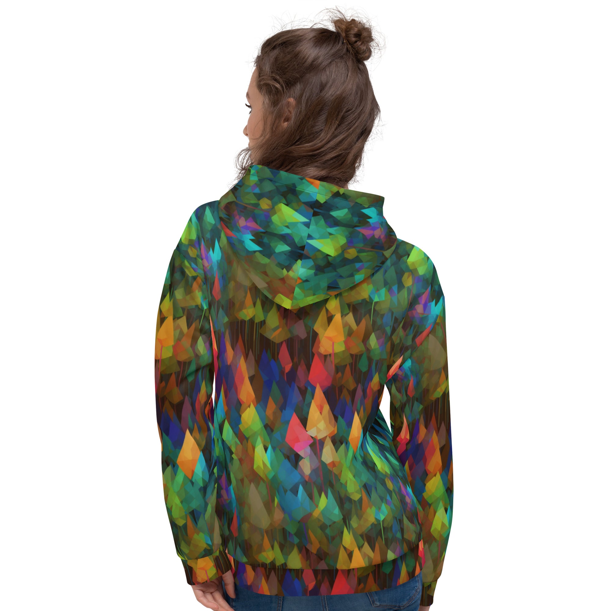 Unisex Hoodie Abstract Rainbow Forest Pattern VIII