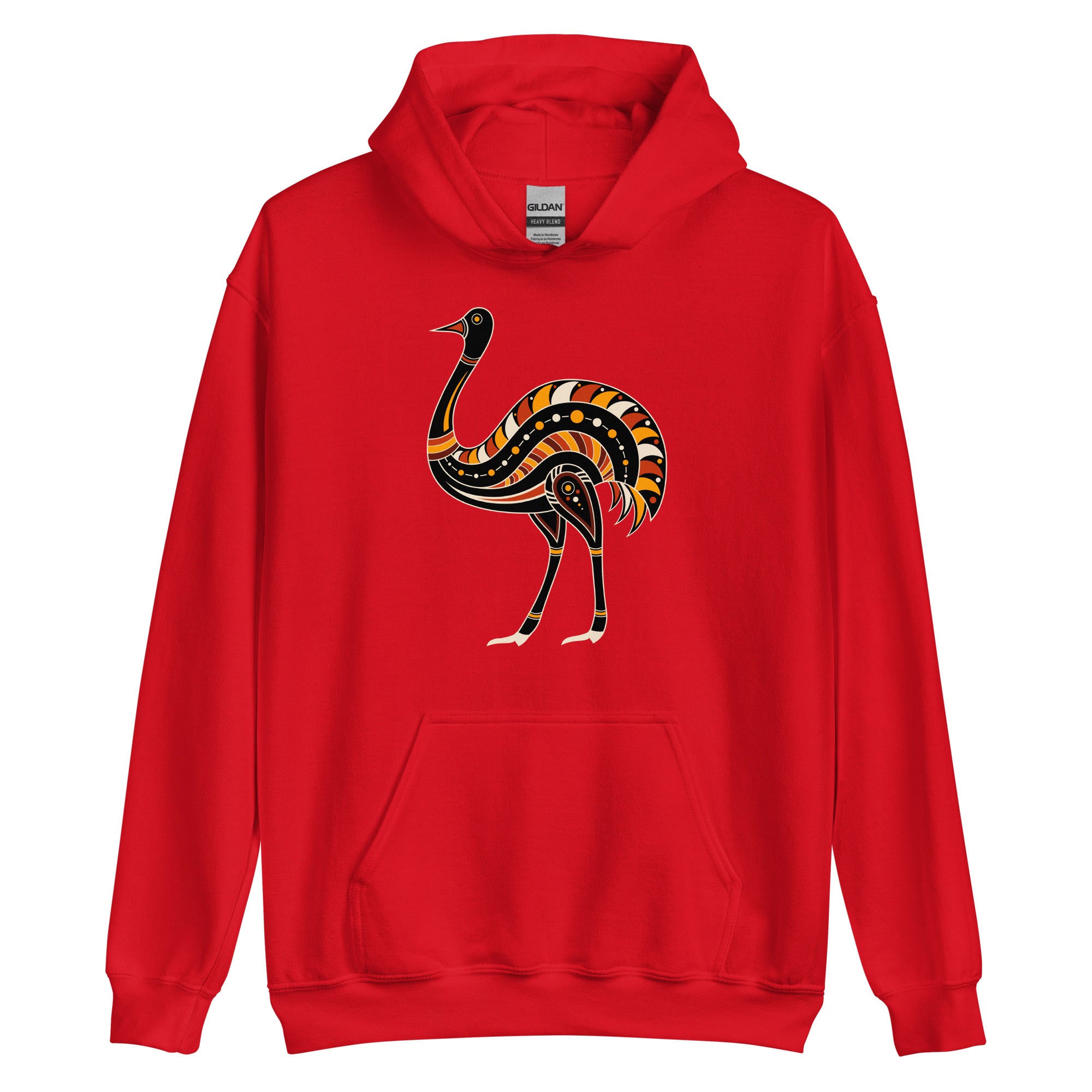 Unisex Hoodie Australian Tribal Figure Ostrich
