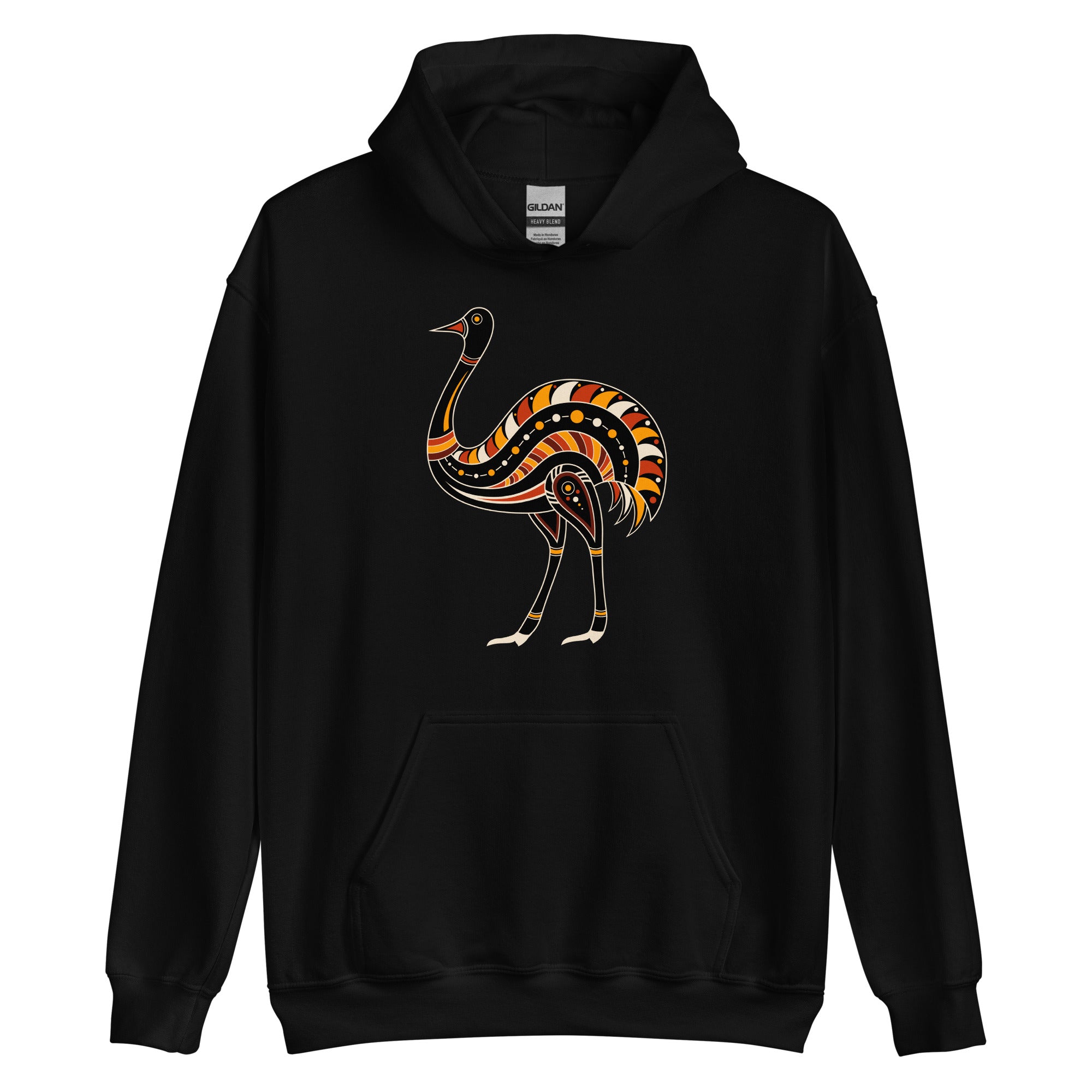 Unisex Hoodie Australian Tribal Figure Ostrich