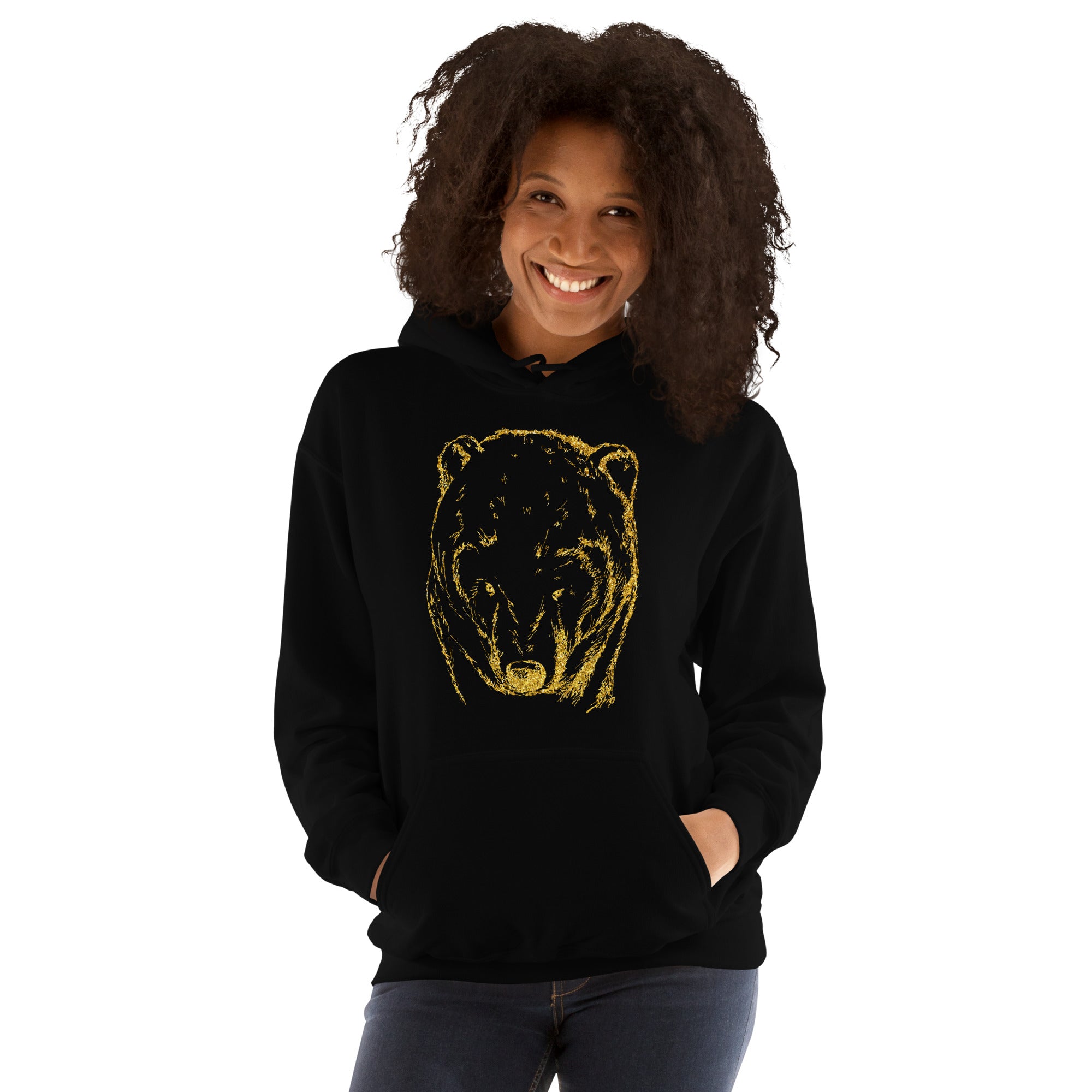 Unisex Hoodie Bear Gold Print