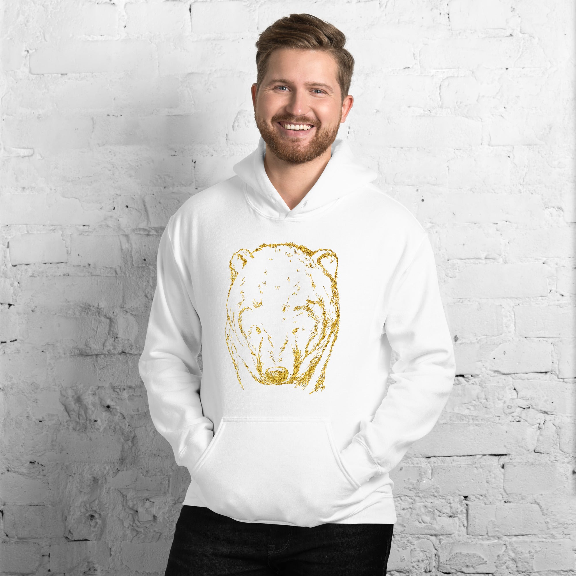 Unisex Hoodie Bear Gold Print