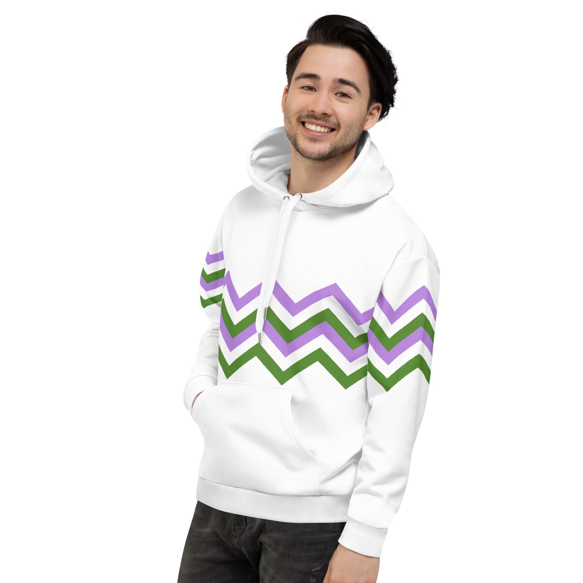Unisex Hoodie Genderfluid Zigzag Pattern