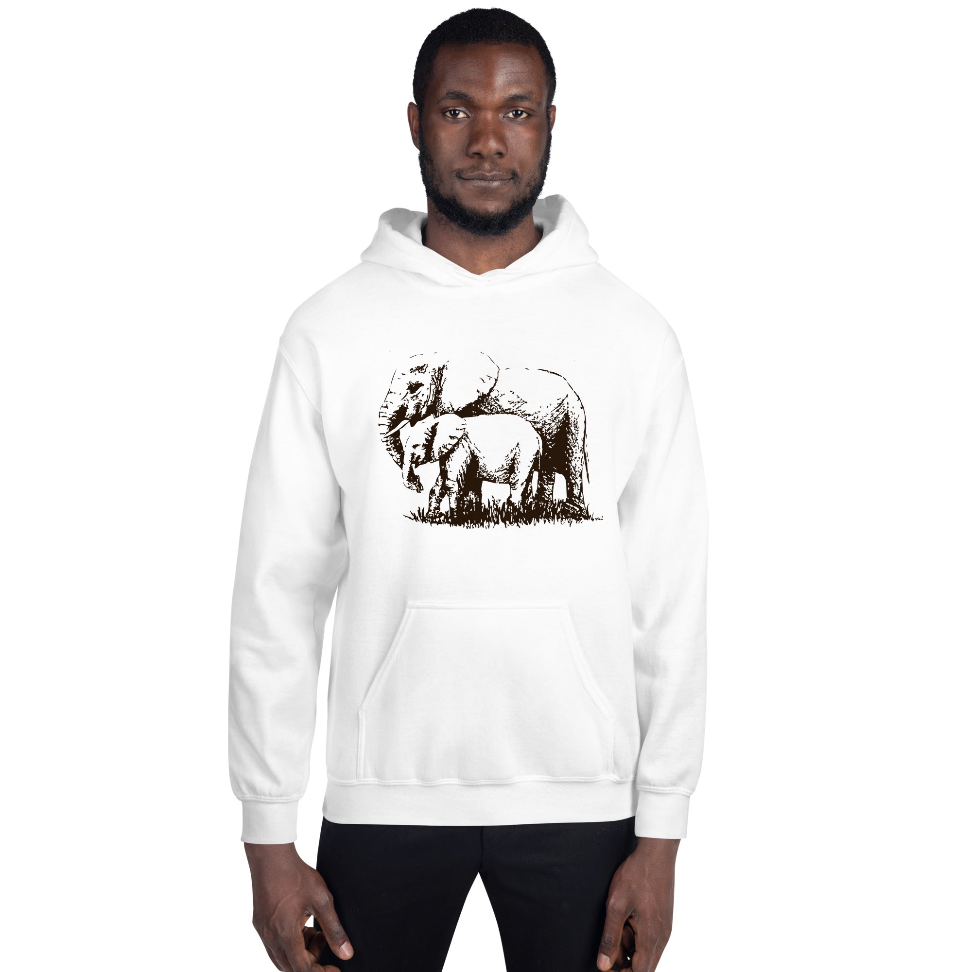 Unisex Hoodie Hand drawn Elephant Mono