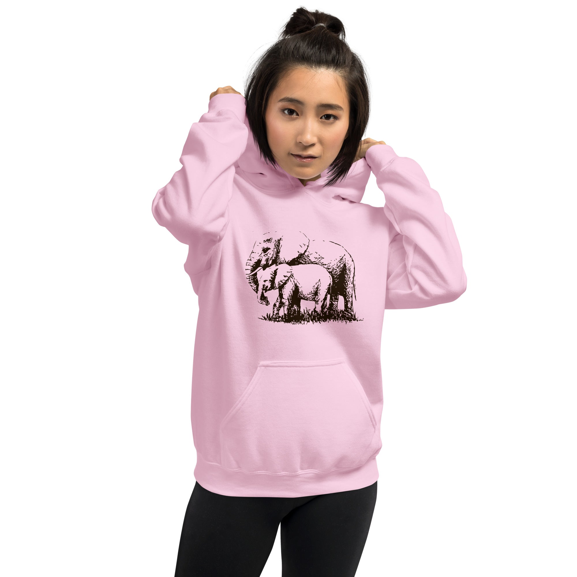 Unisex Hoodie Hand drawn Elephant Mono