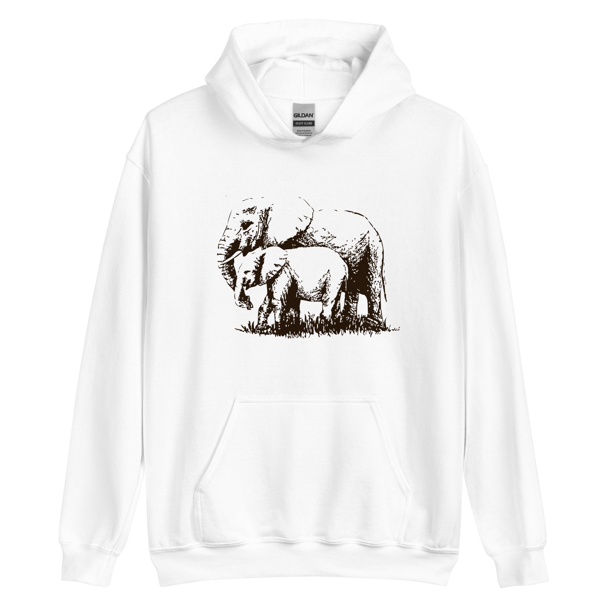 Unisex Hoodie Hand drawn Elephant Mono