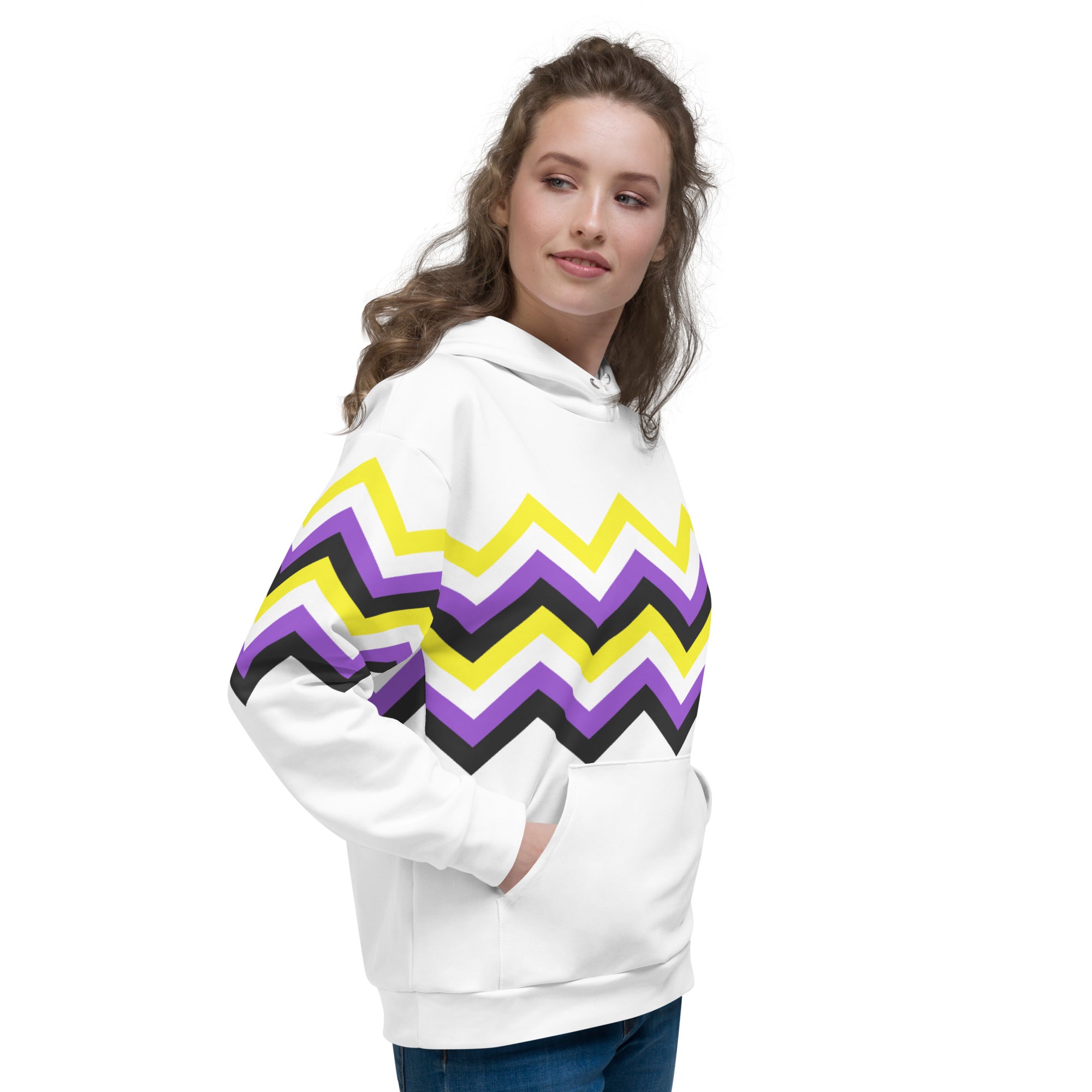 Unisex Hoodie Nonbinary Zigzag Pattern