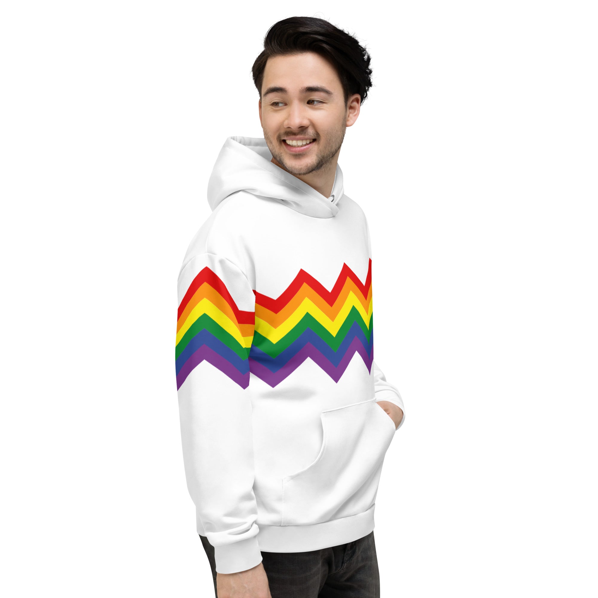 Unisex Hoodie Pride Rainbow Zigzag Pattern