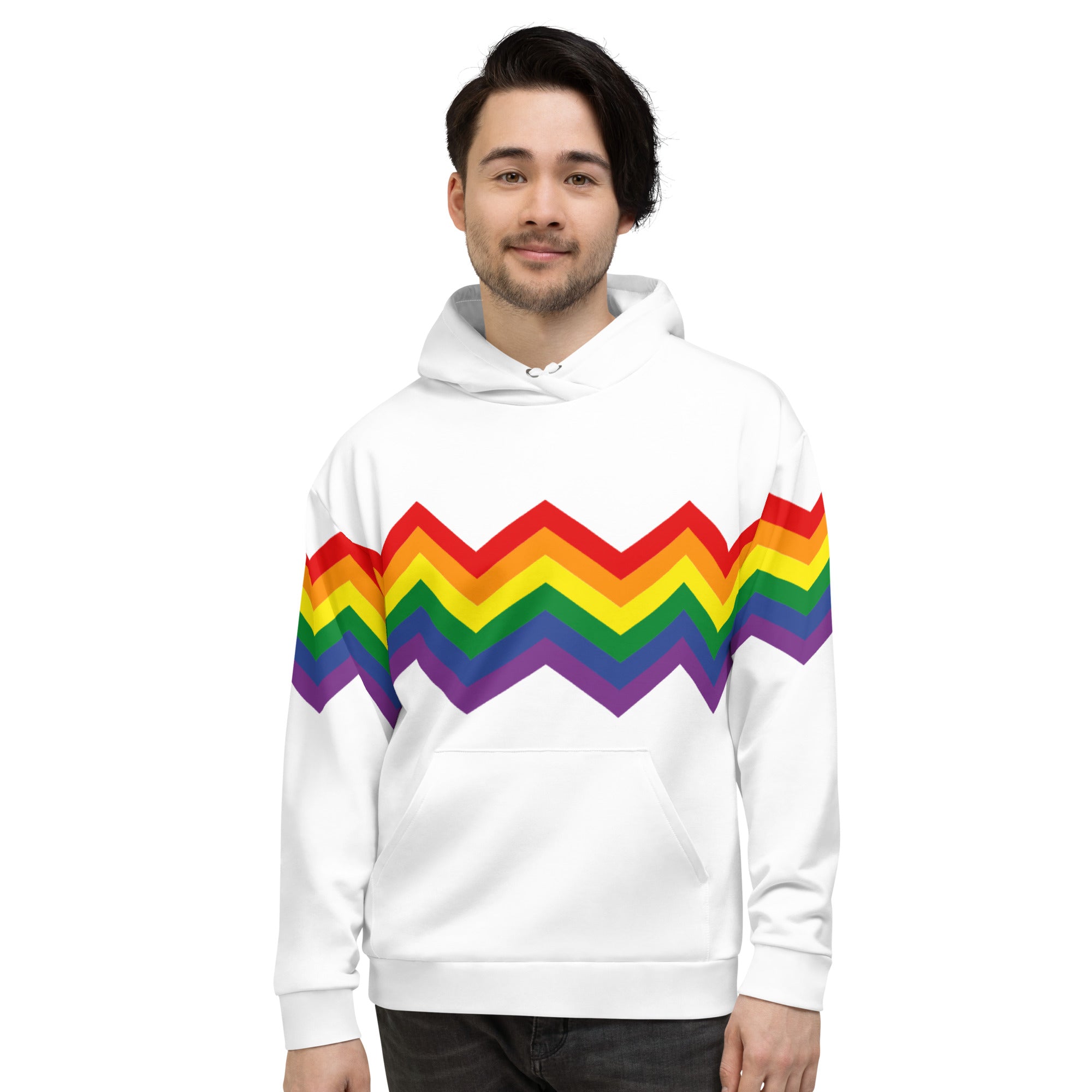 Unisex Hoodie Pride Rainbow Zigzag Pattern
