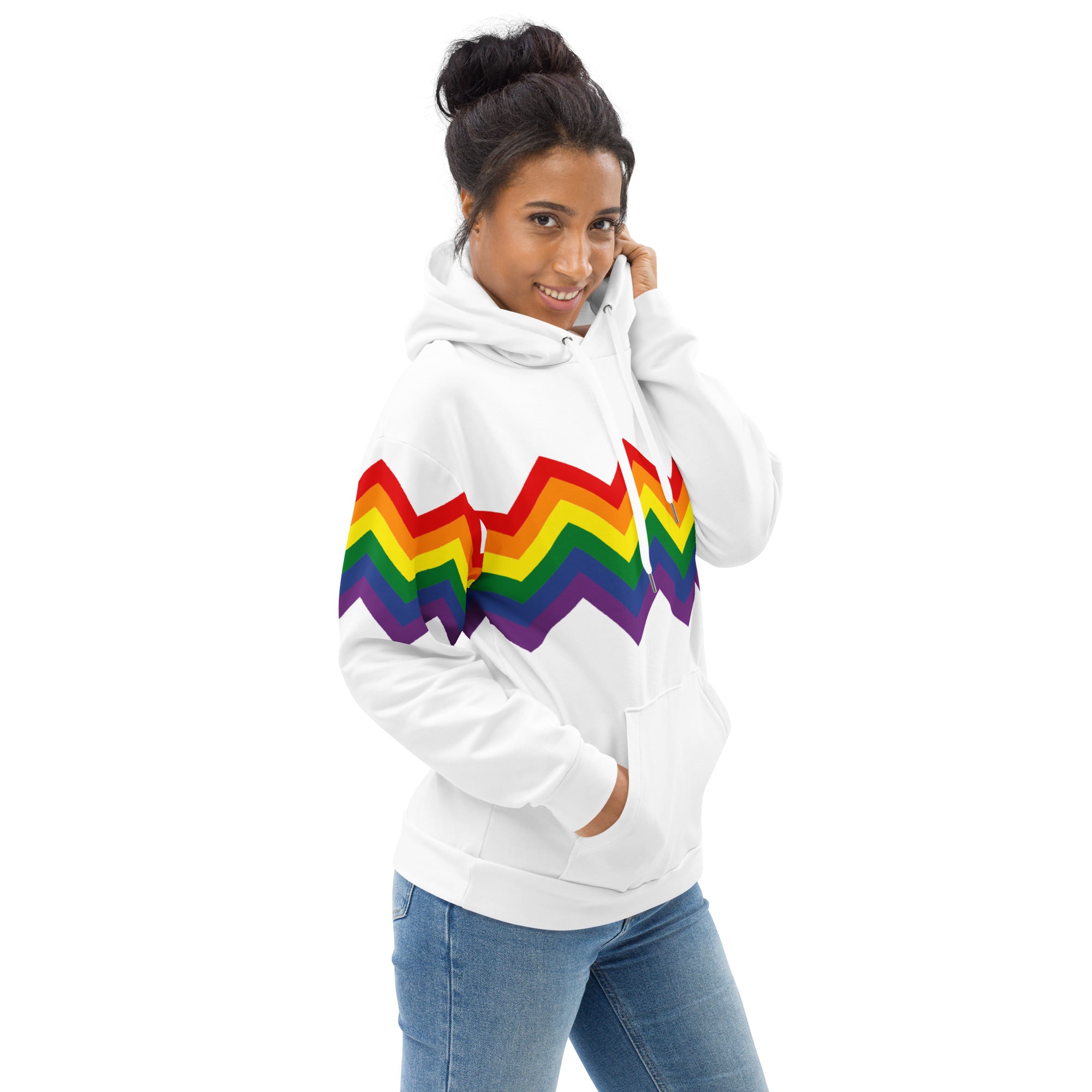Unisex Hoodie Pride Rainbow Zigzag Pattern