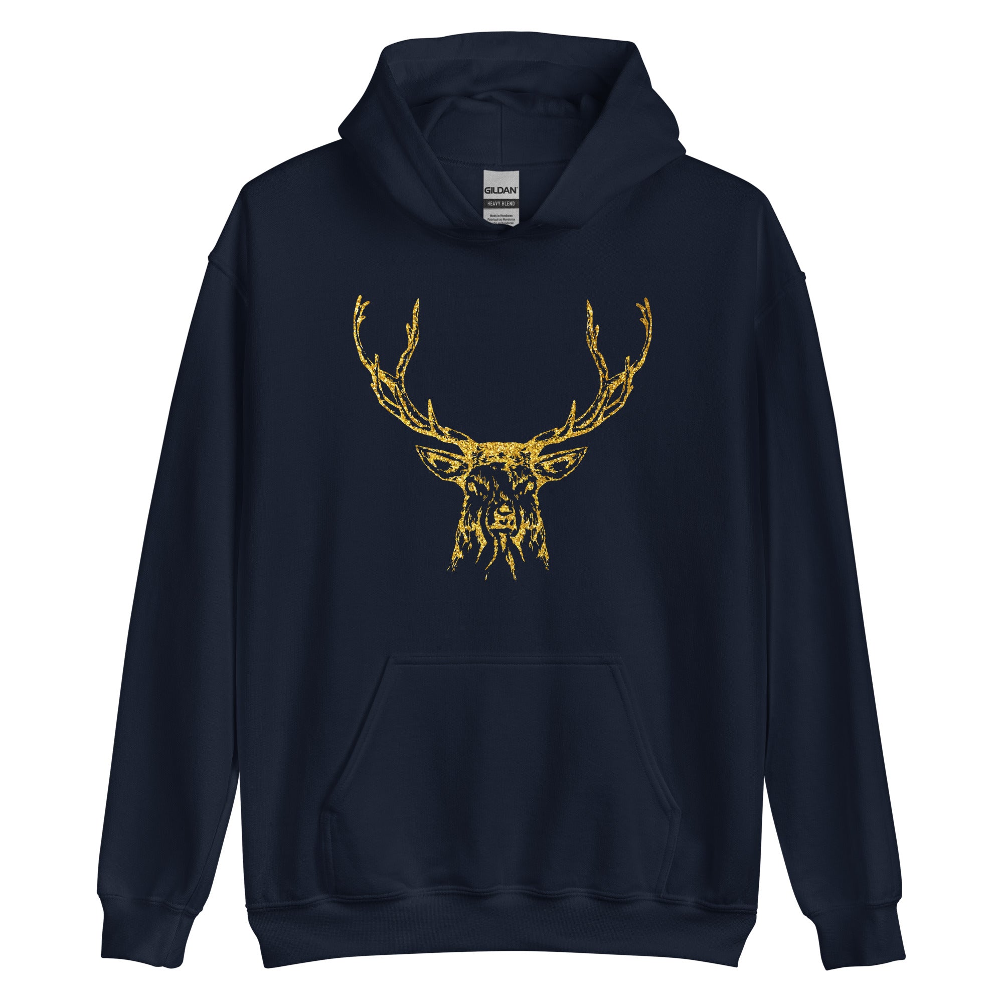Unisex Hoodie Reindeer Gold Print