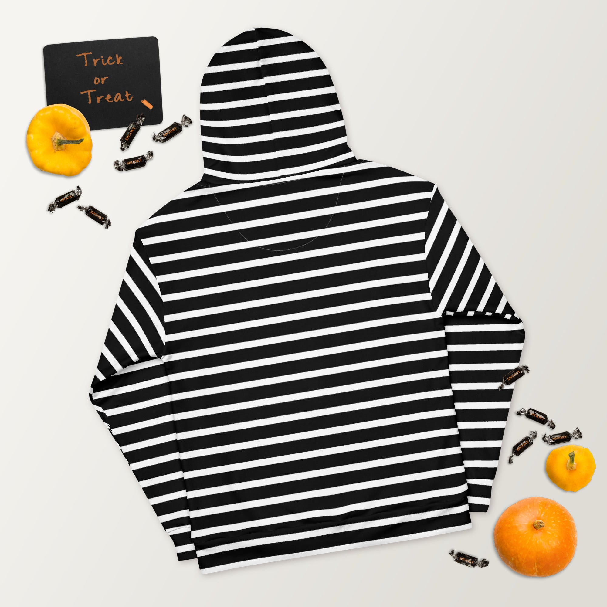 Unisex Hoodie White and Black Striped