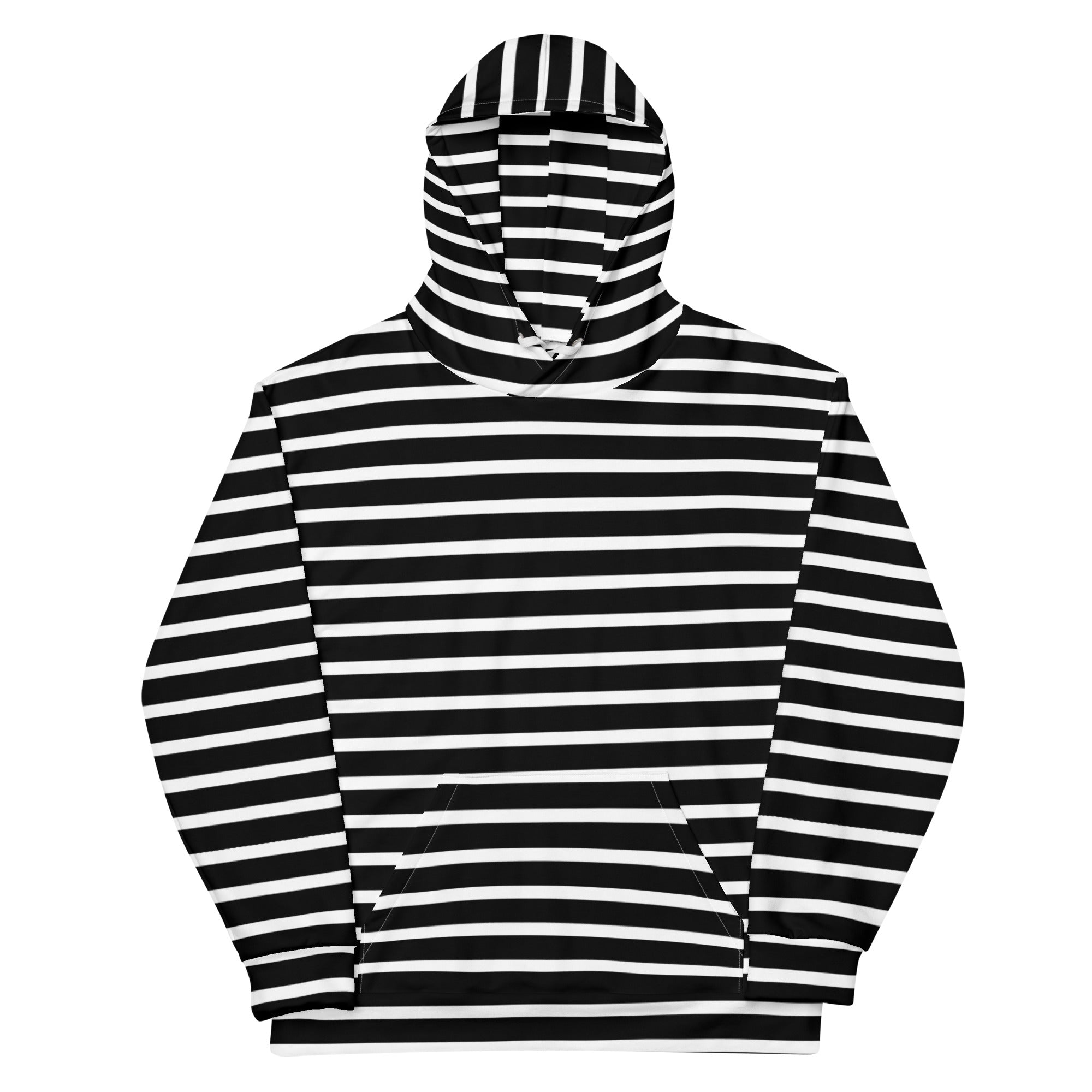 Unisex Hoodie White and Black Striped