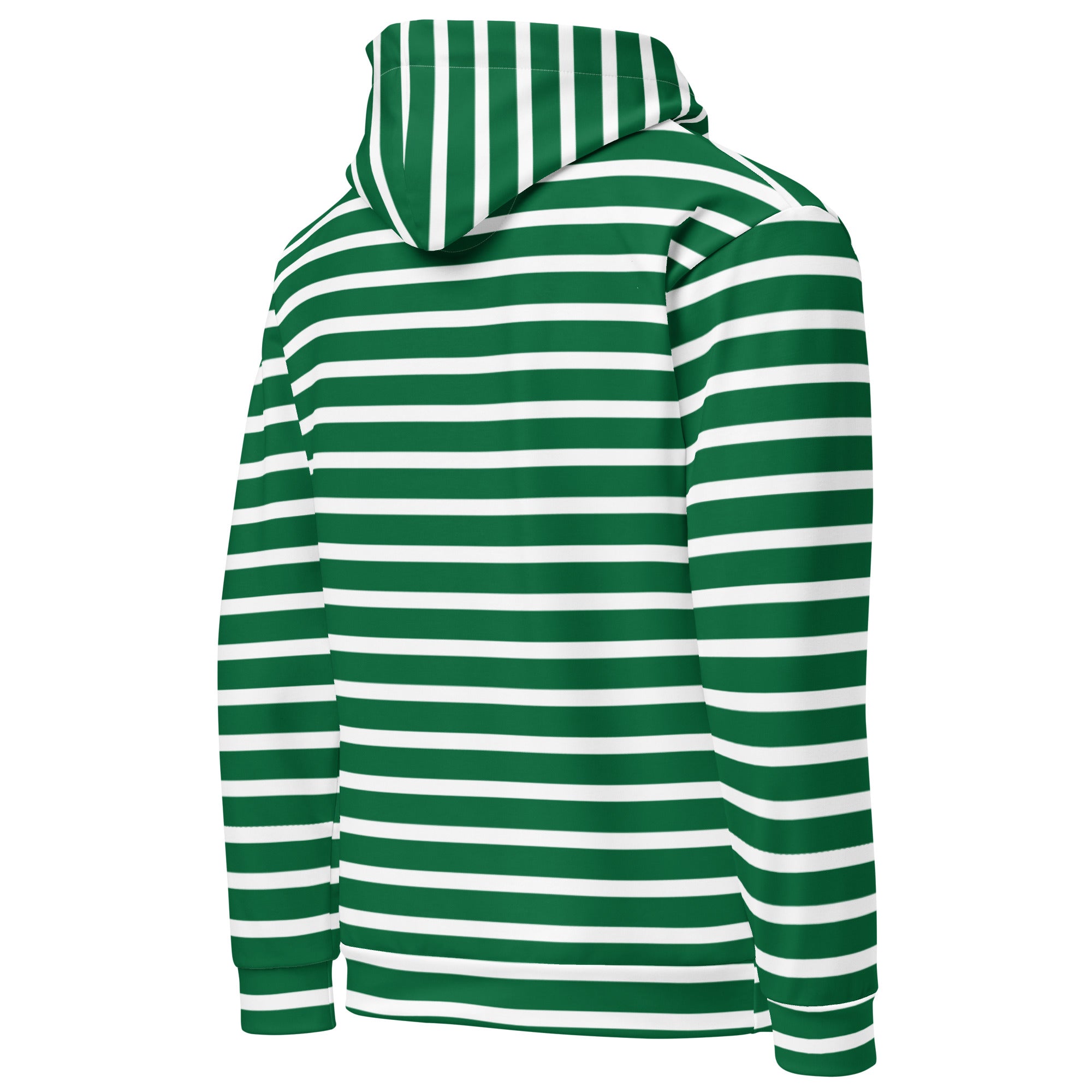 Unisex Hoodie White and Green Striped