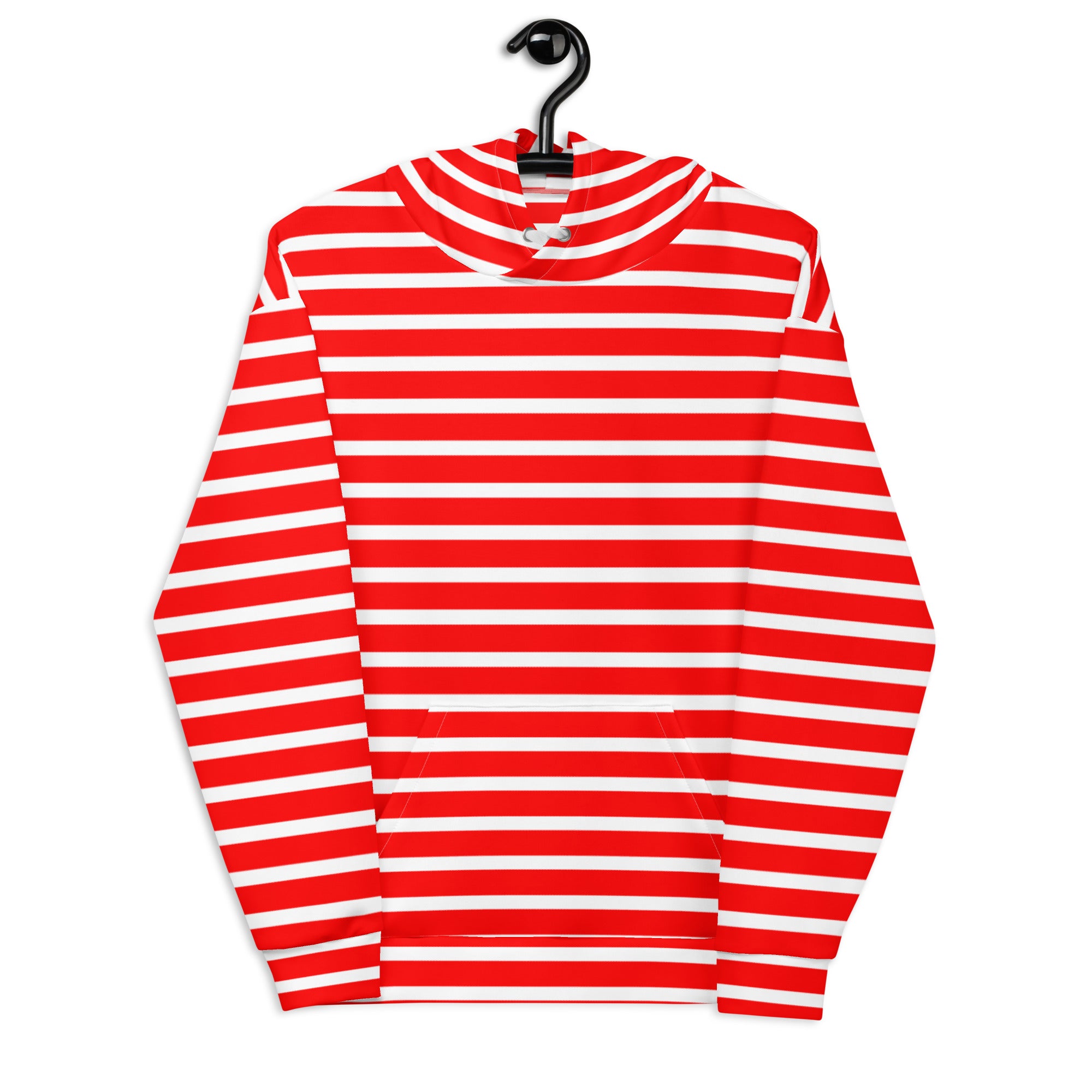 Unisex Hoodie White and Red Striped