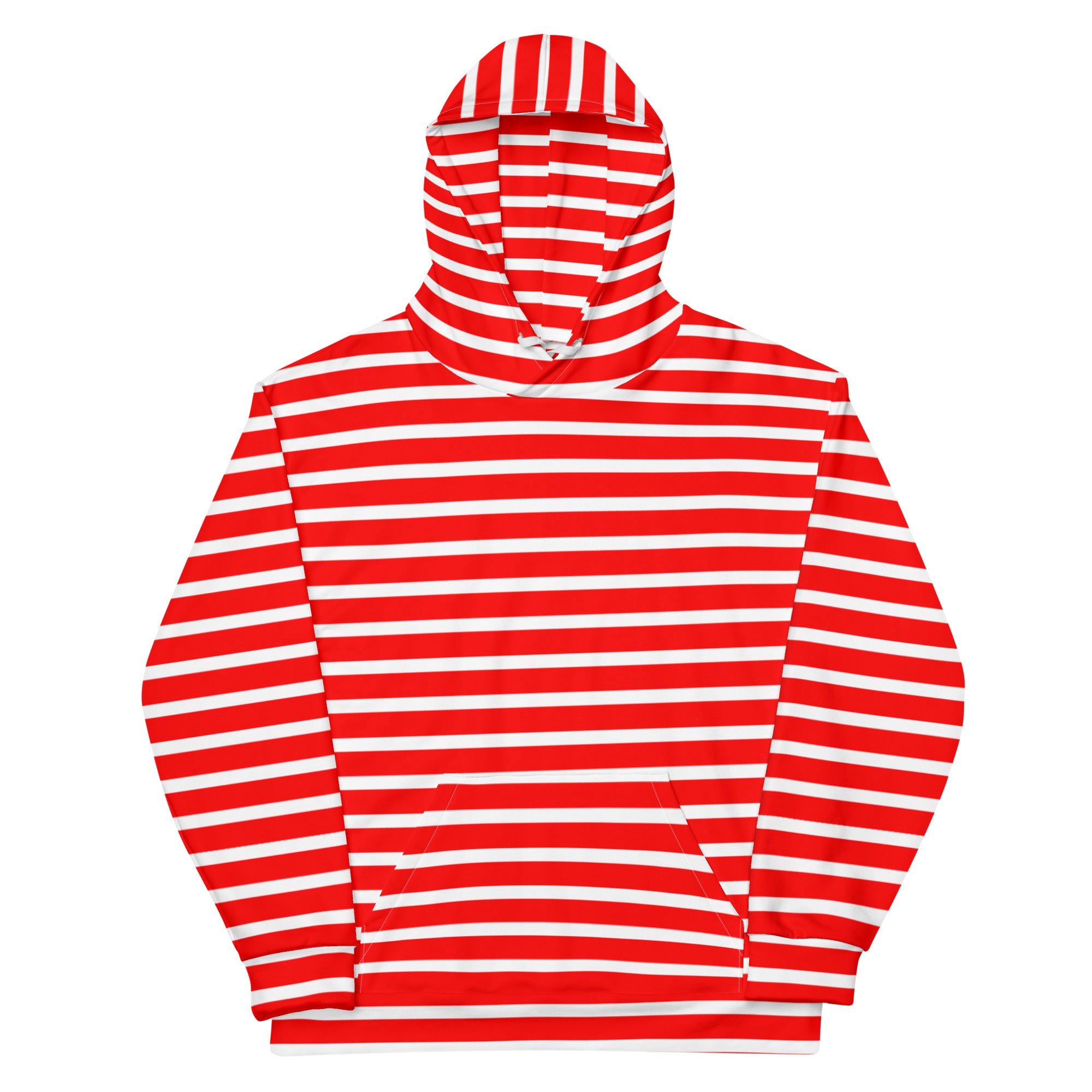 Unisex Hoodie White and Red Striped