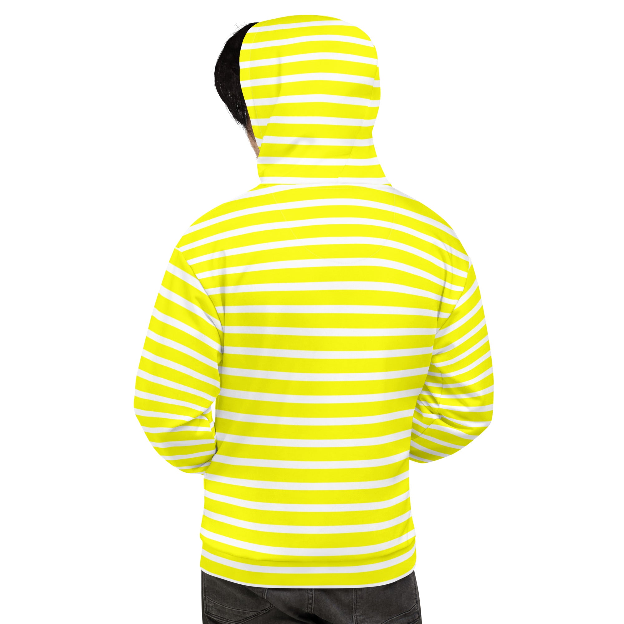 Unisex Hoodie White and Yellow Striped