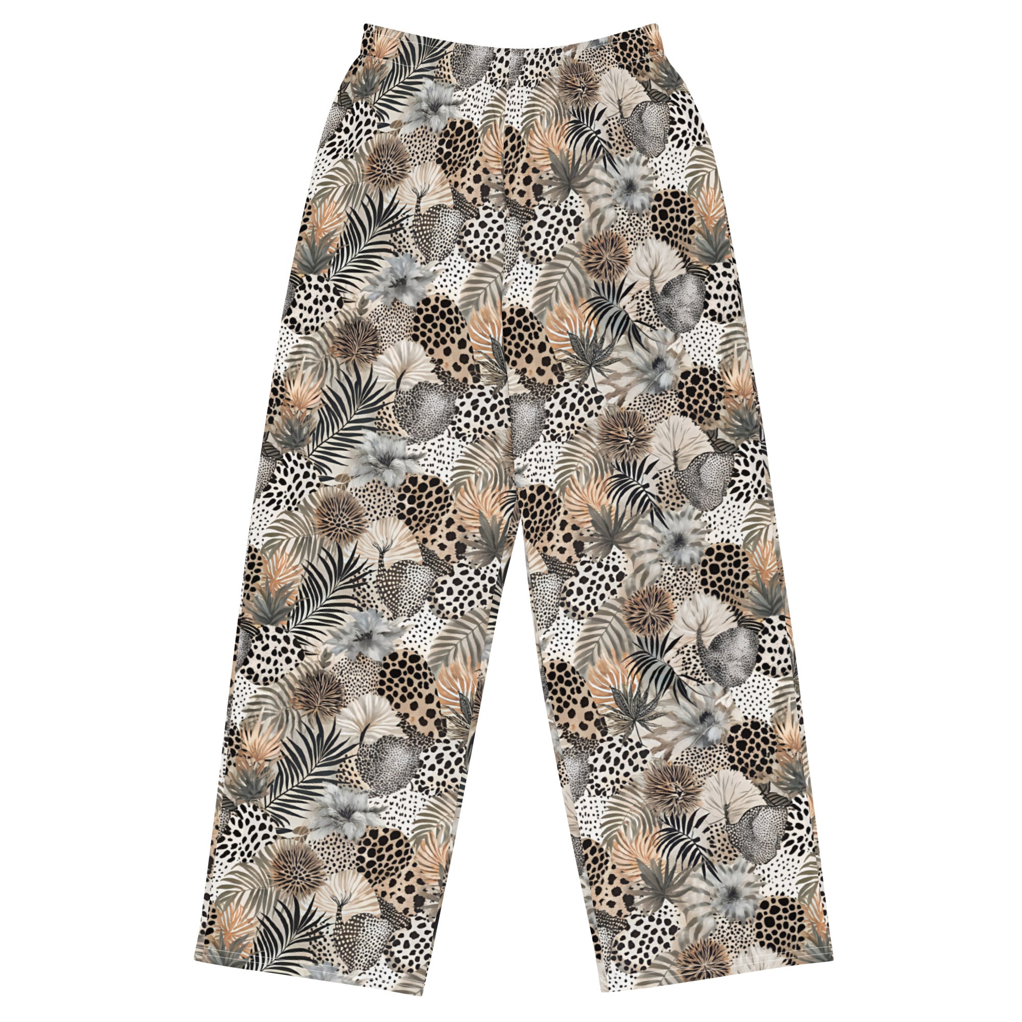 unisex wide leg pants Artsy Animal Print Design III