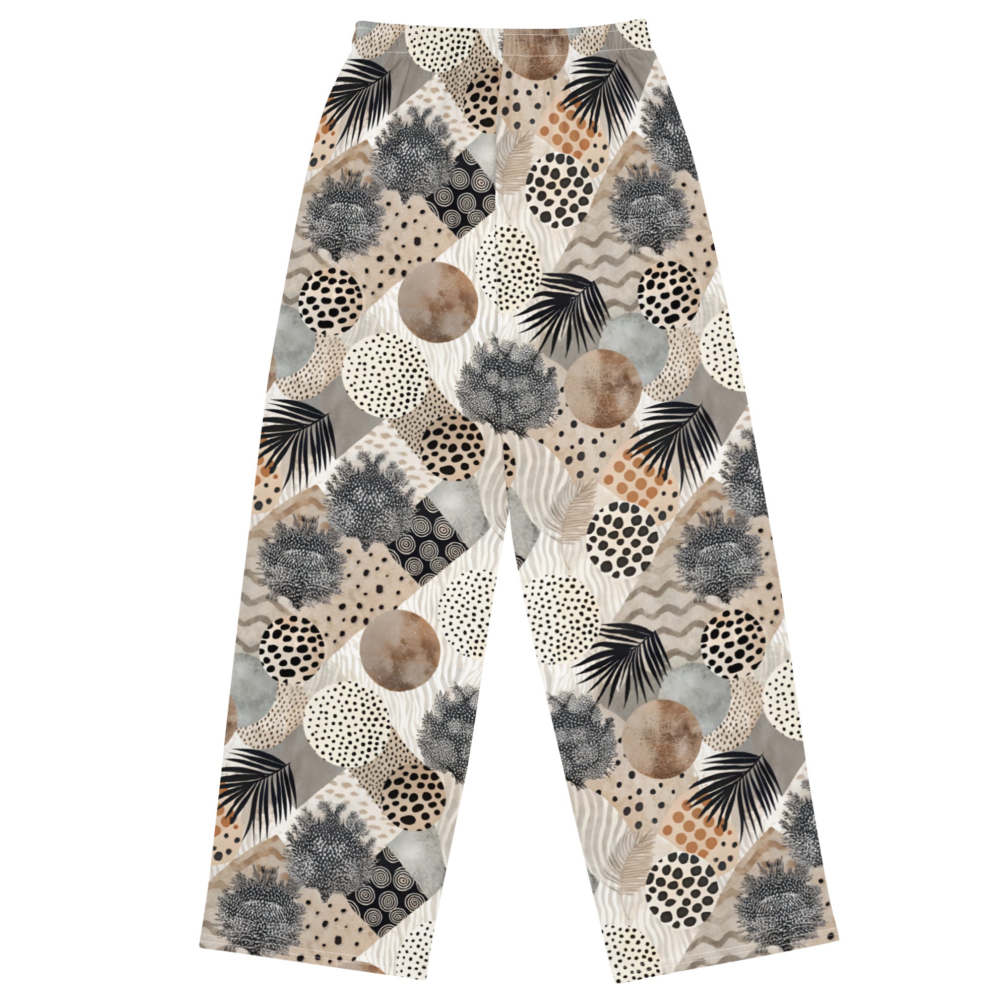 unisex wide leg pants Artsy Animal Print Design IV