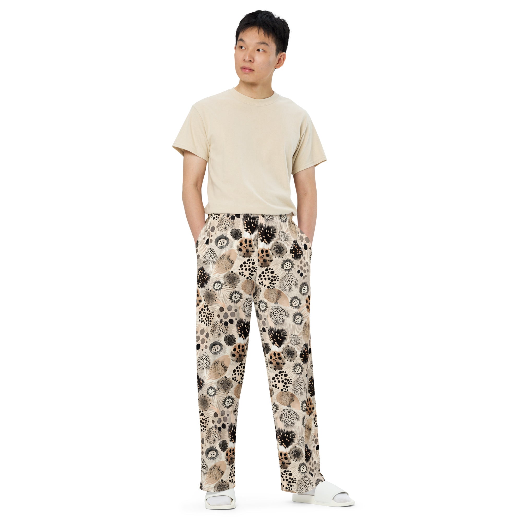unisex wide leg pants Artsy Animal Print Design VI