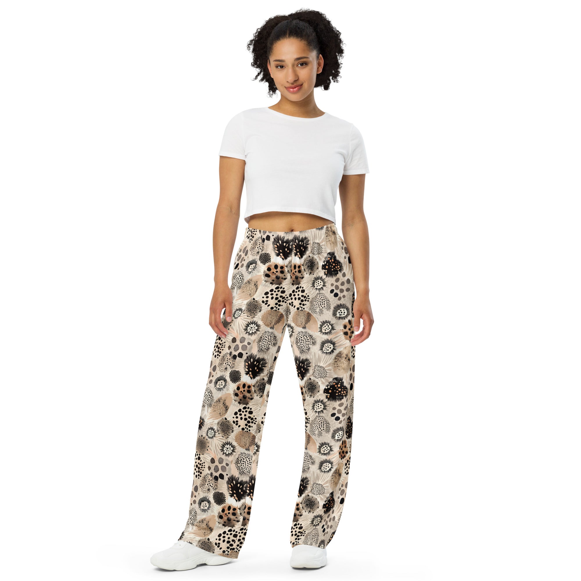 unisex wide leg pants Artsy Animal Print Design VI