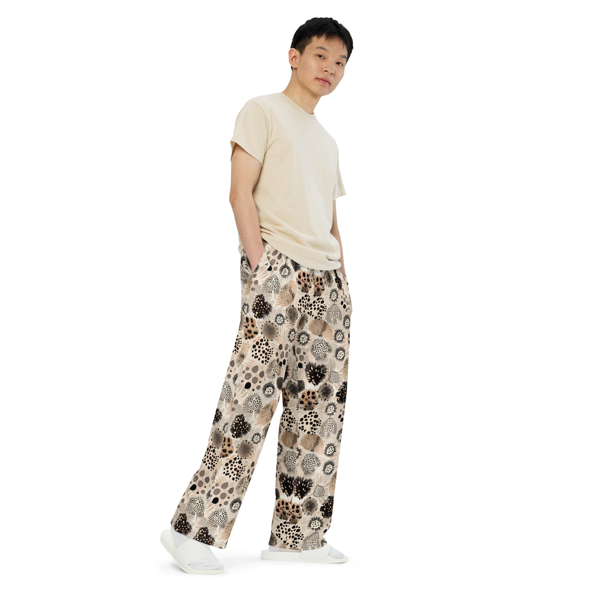 unisex wide leg pants Artsy Animal Print Design VI