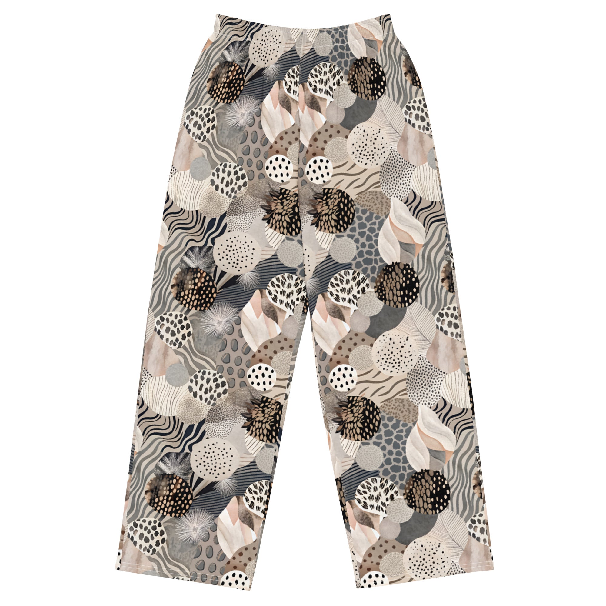 unisex wide leg pants Artsy Animal Print Design VII