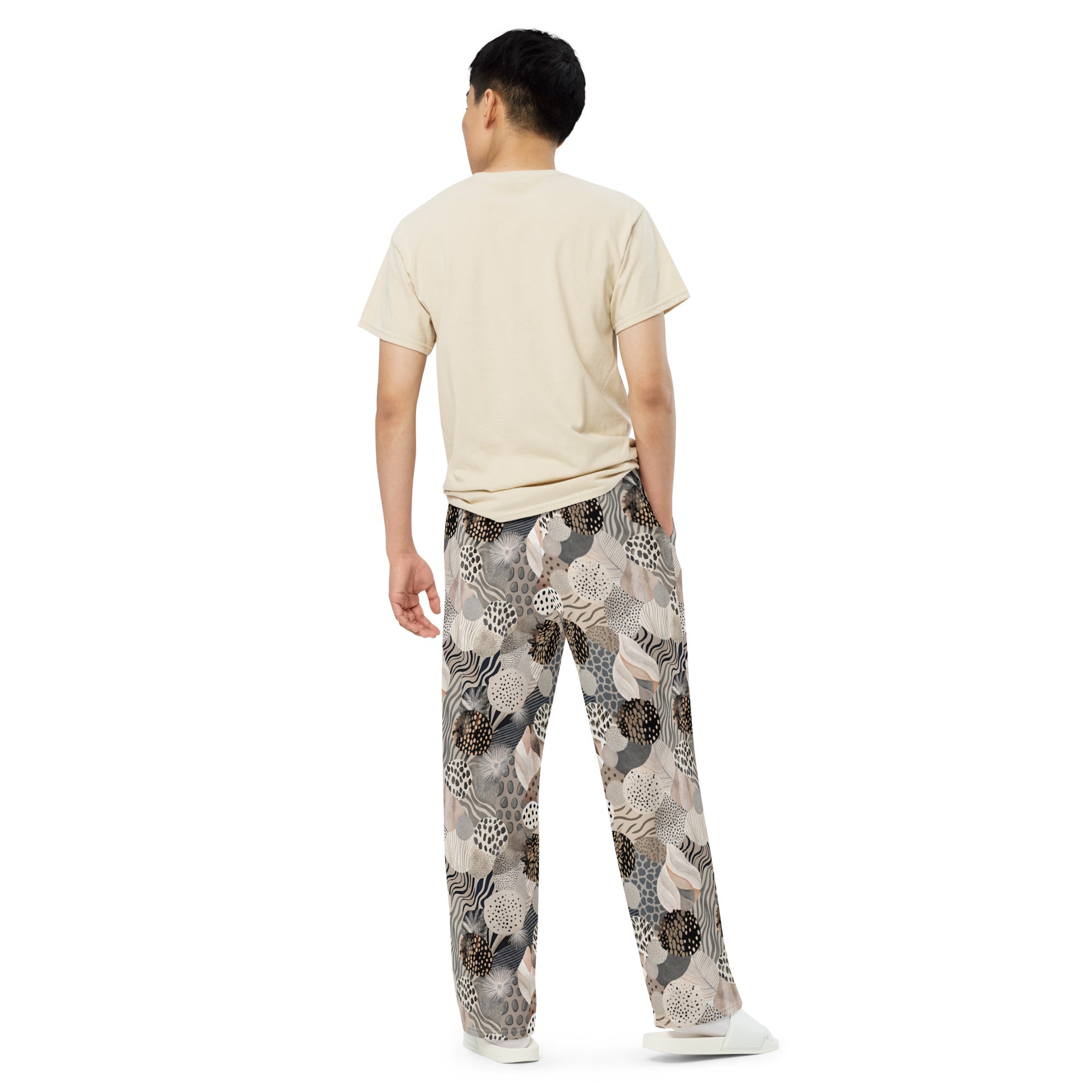 unisex wide leg pants Artsy Animal Print Design VII