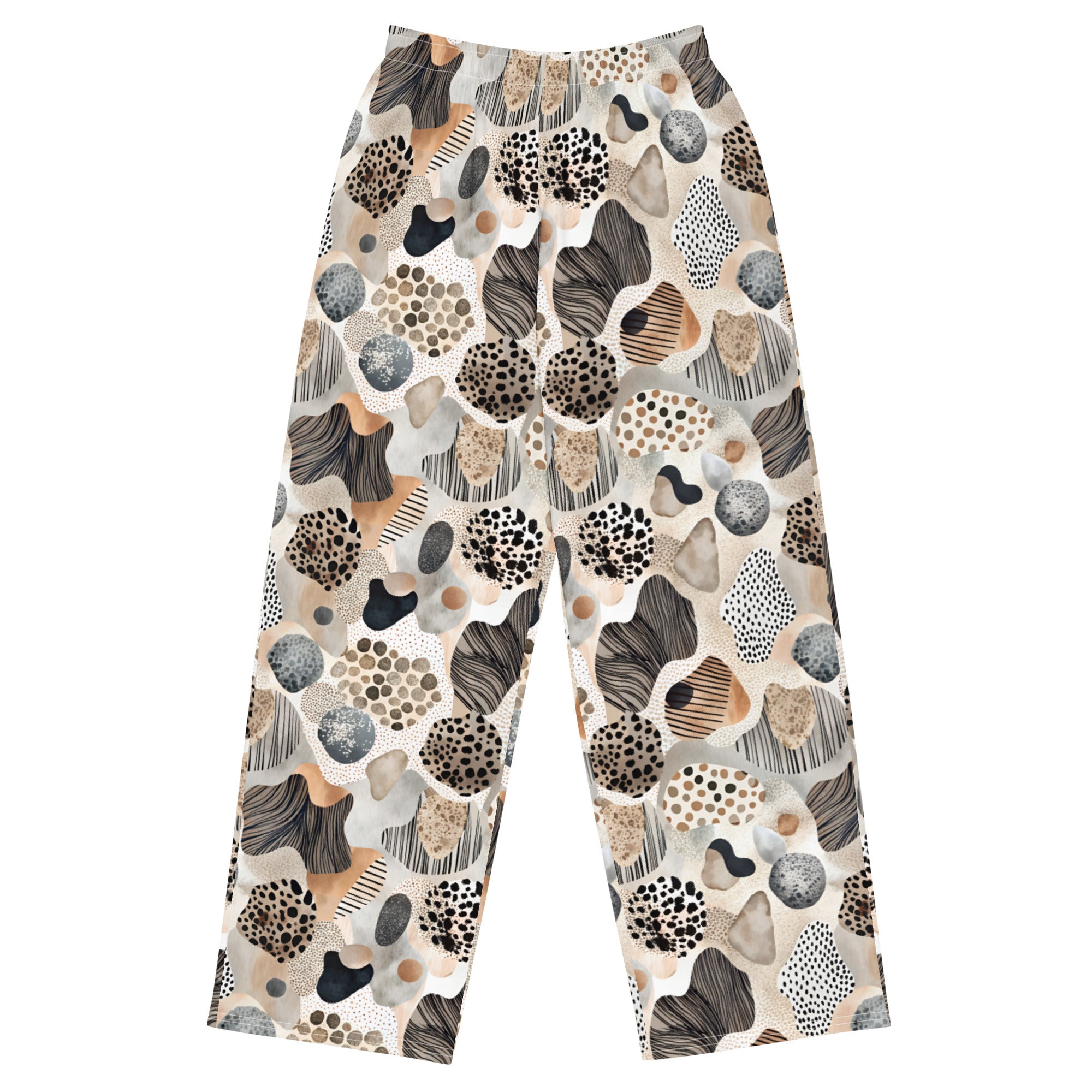 unisex wide leg pants Artsy Animal Print Design VIII