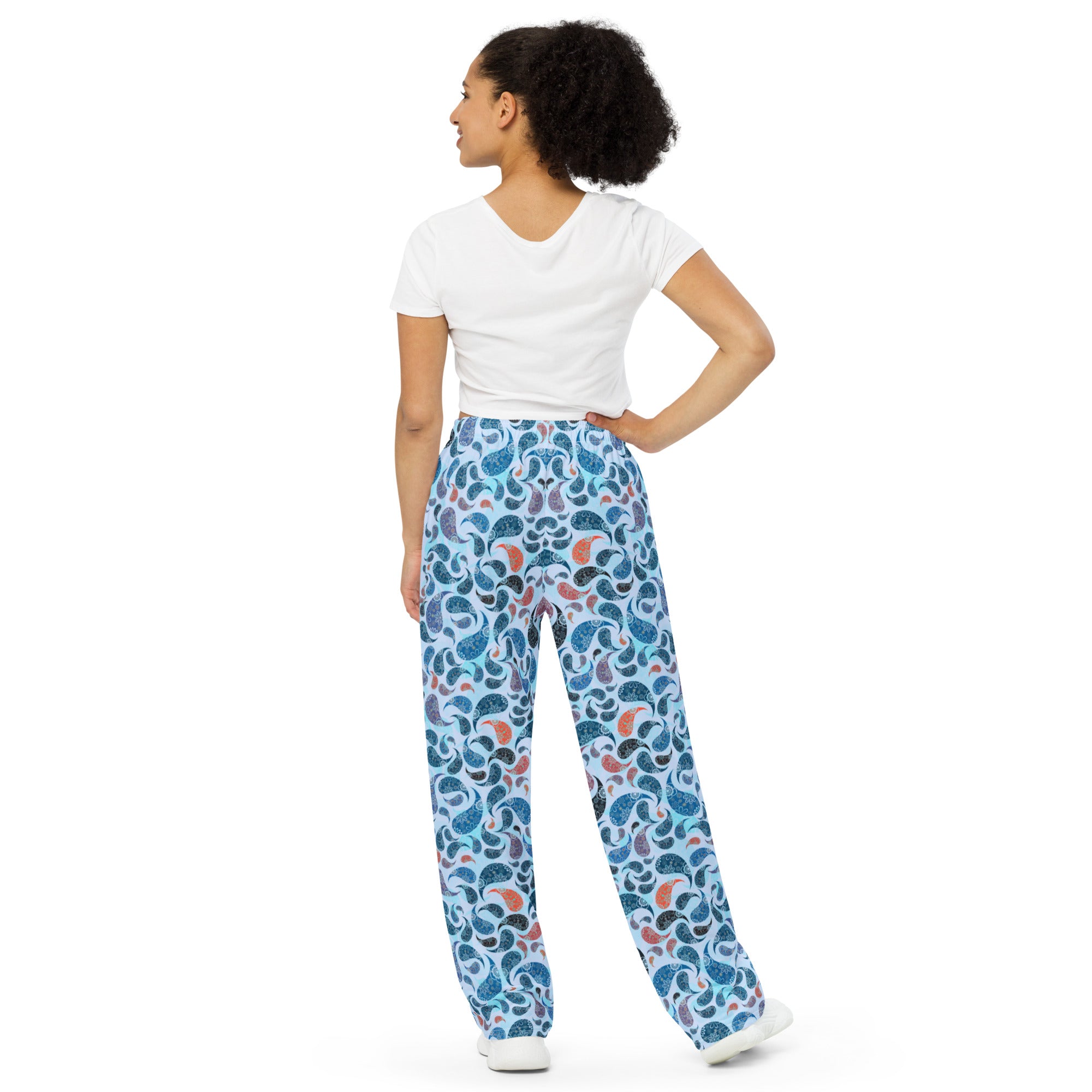 unisex wide leg pants Paisley Blue